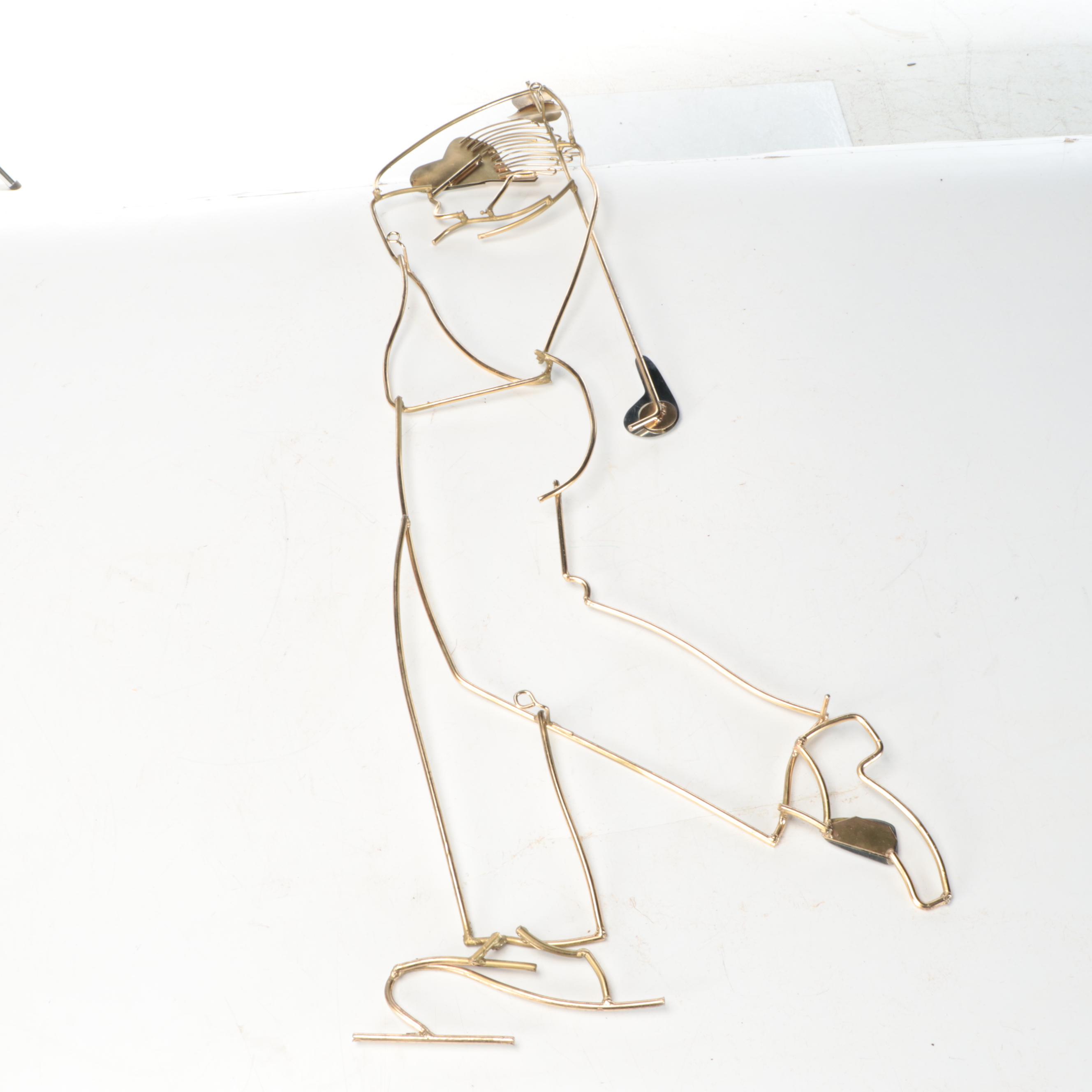 Curtis Jeré Brass and Steel Golfer Wall Sculpture