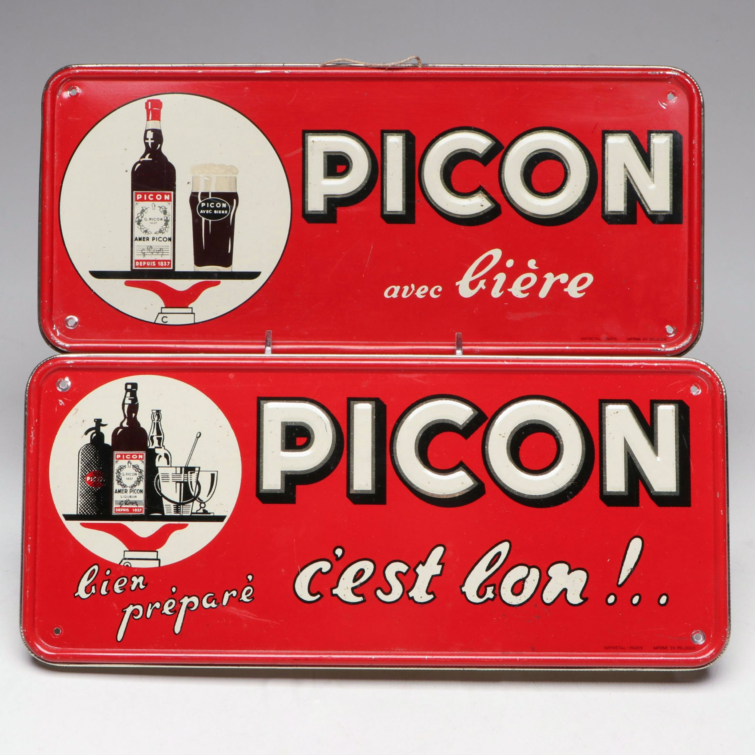French Apèritif "Picon Avec Bière" and "Picon Bien Preparer C'est Bon!" Signs