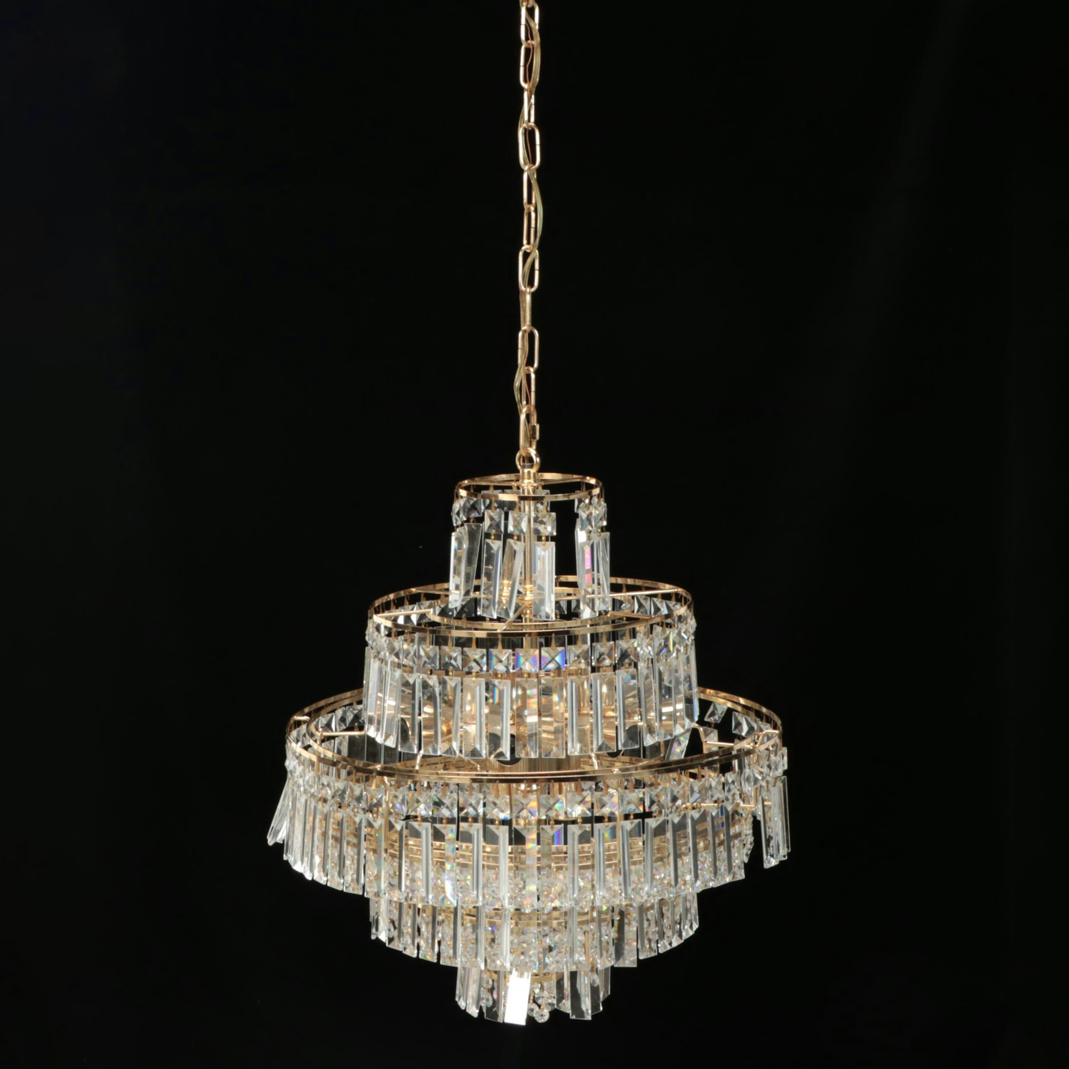 Hollywood Regency Wedding Cake Crystal Chandelier, 21st C