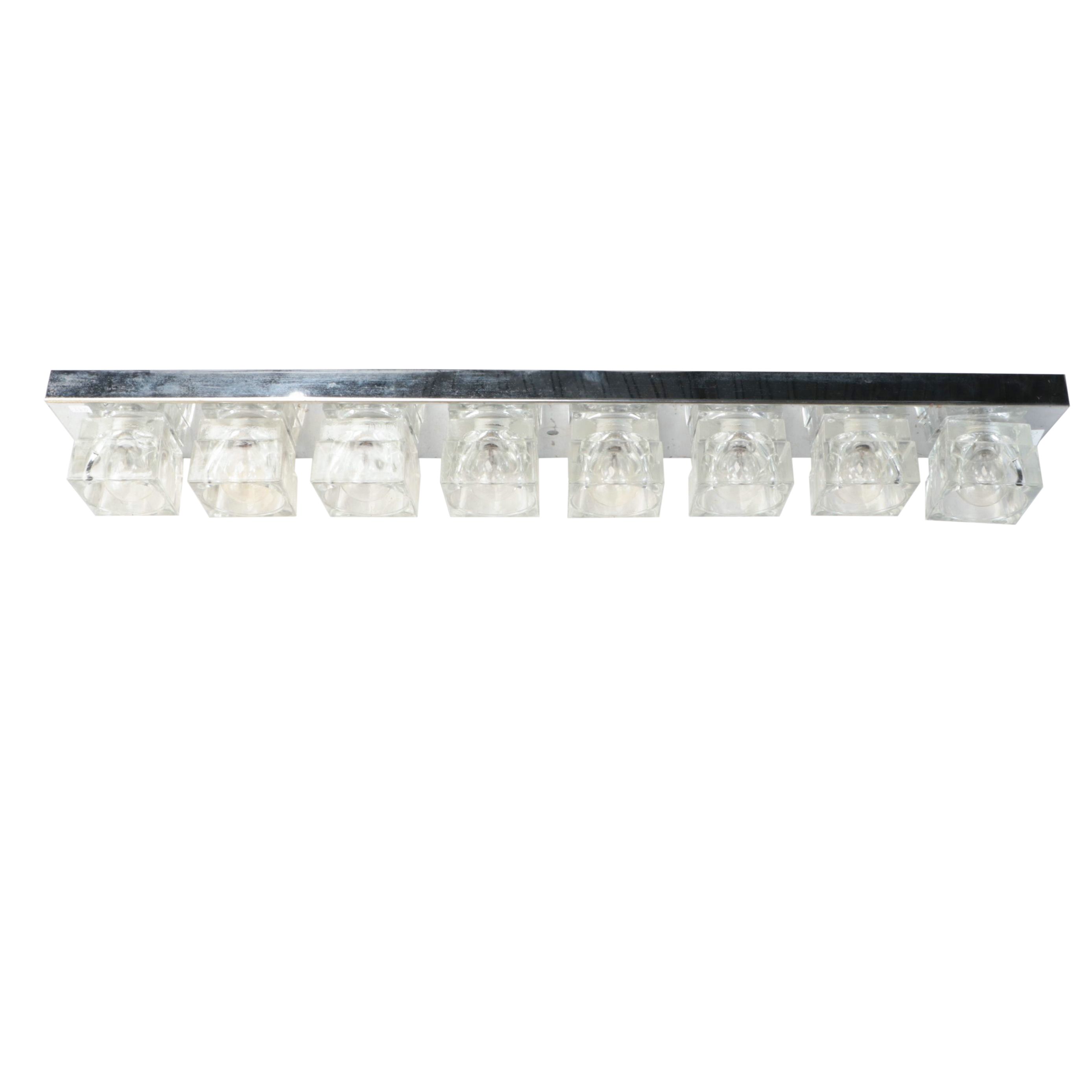 Gaetano Sciolari Mid Century Modern Chrome and Glass Light Fixture