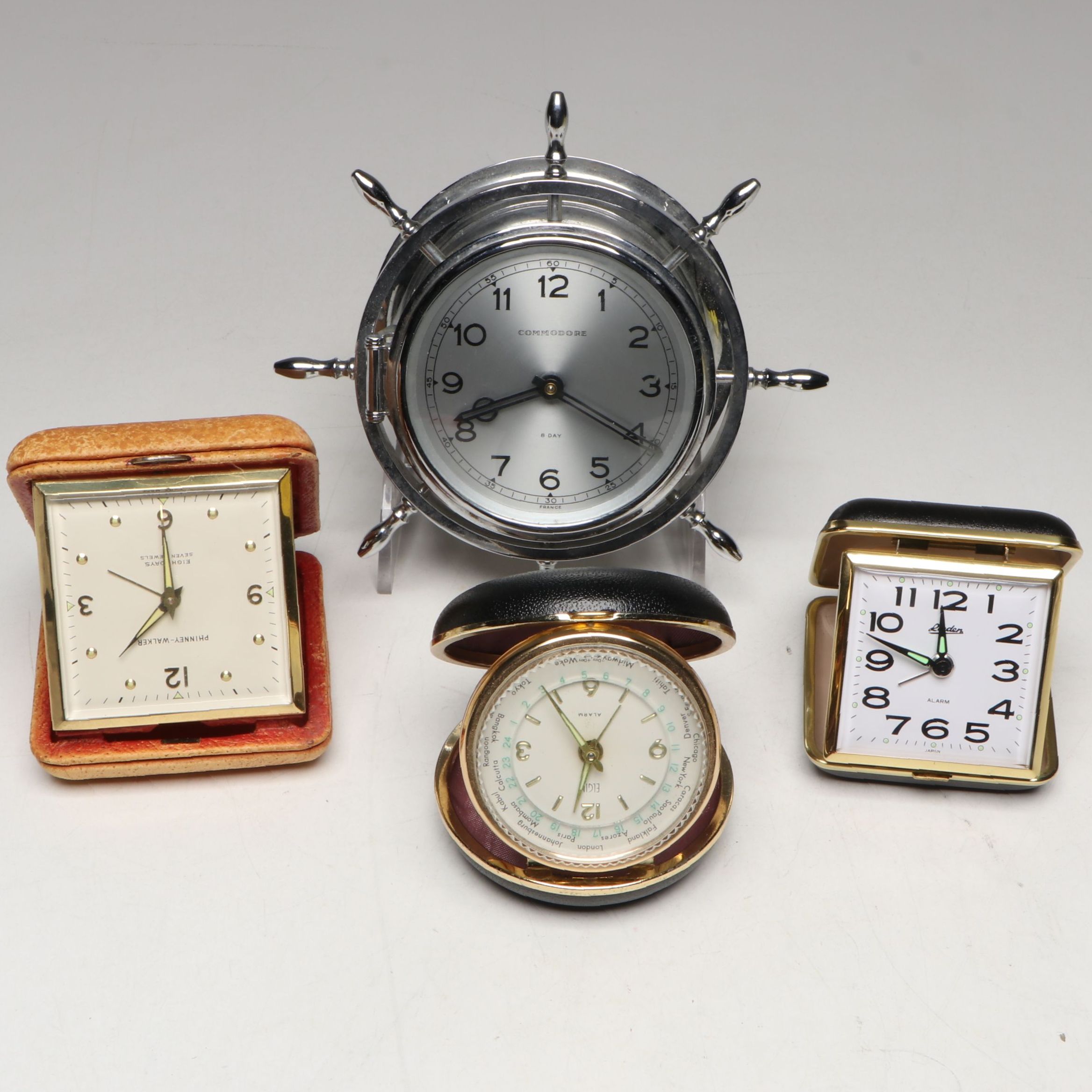 Elgin World Travel Clock with Phinney-Walker, Linden and Other Metal Clock