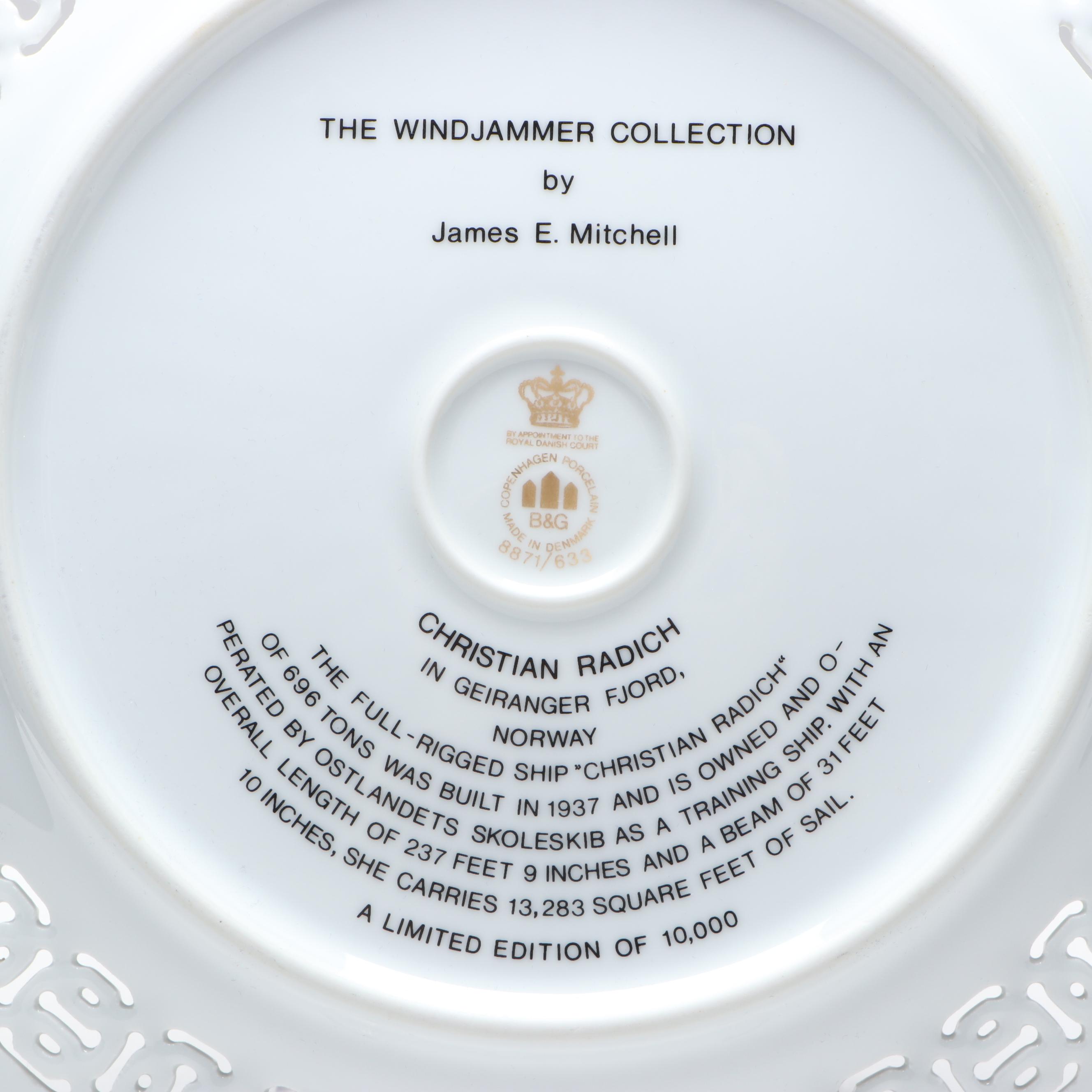 Bing & Grøndahl Windjammer Collection "Christian Radich" Porcelain Plate
