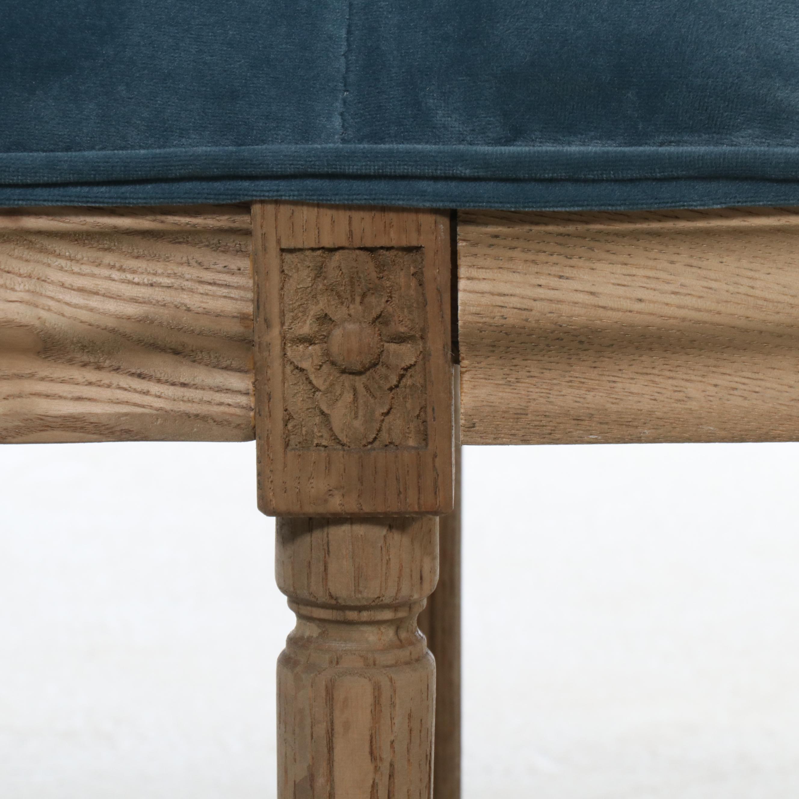 French Provincial Style Button-Tufted Bench