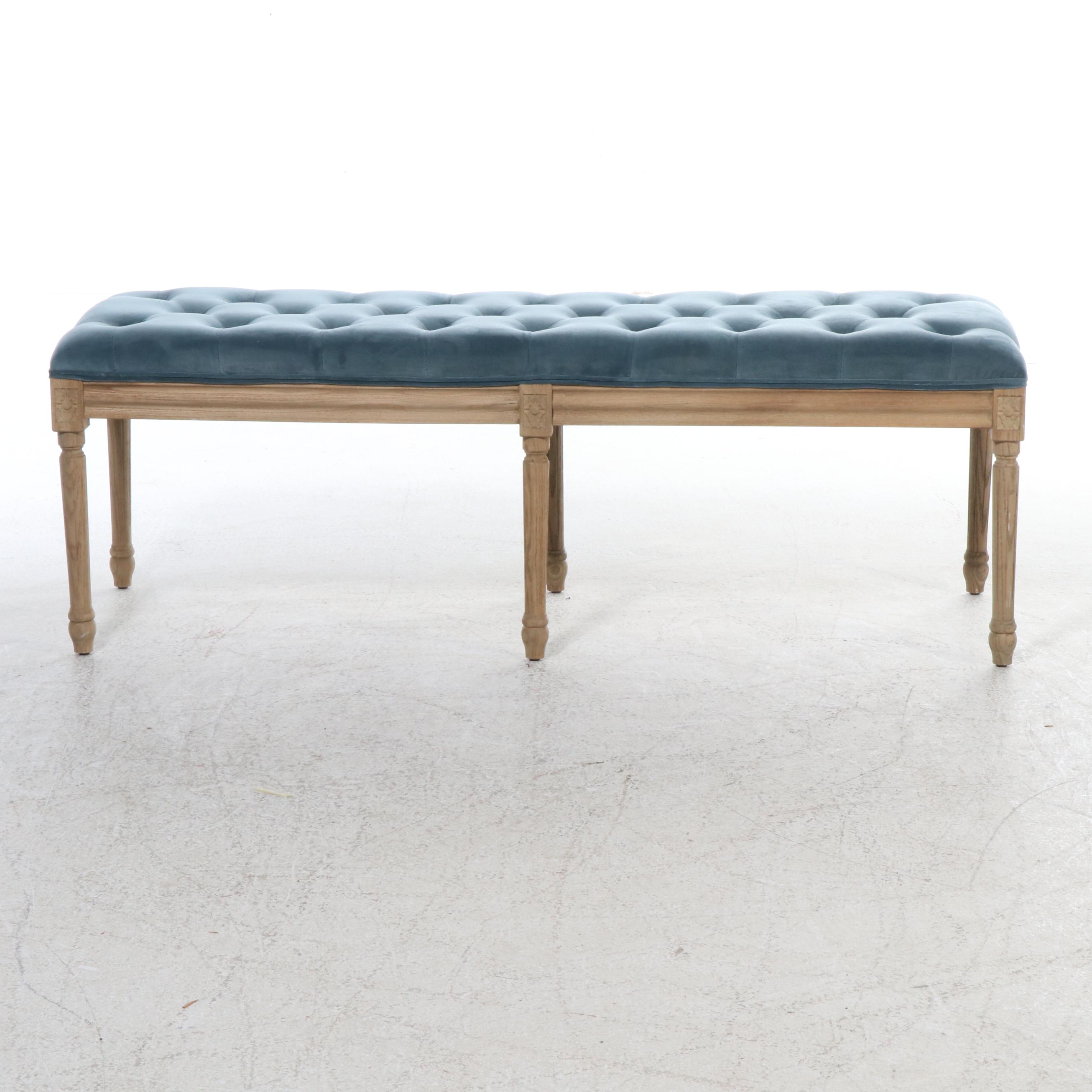 French Provincial Style Button-Tufted Bench