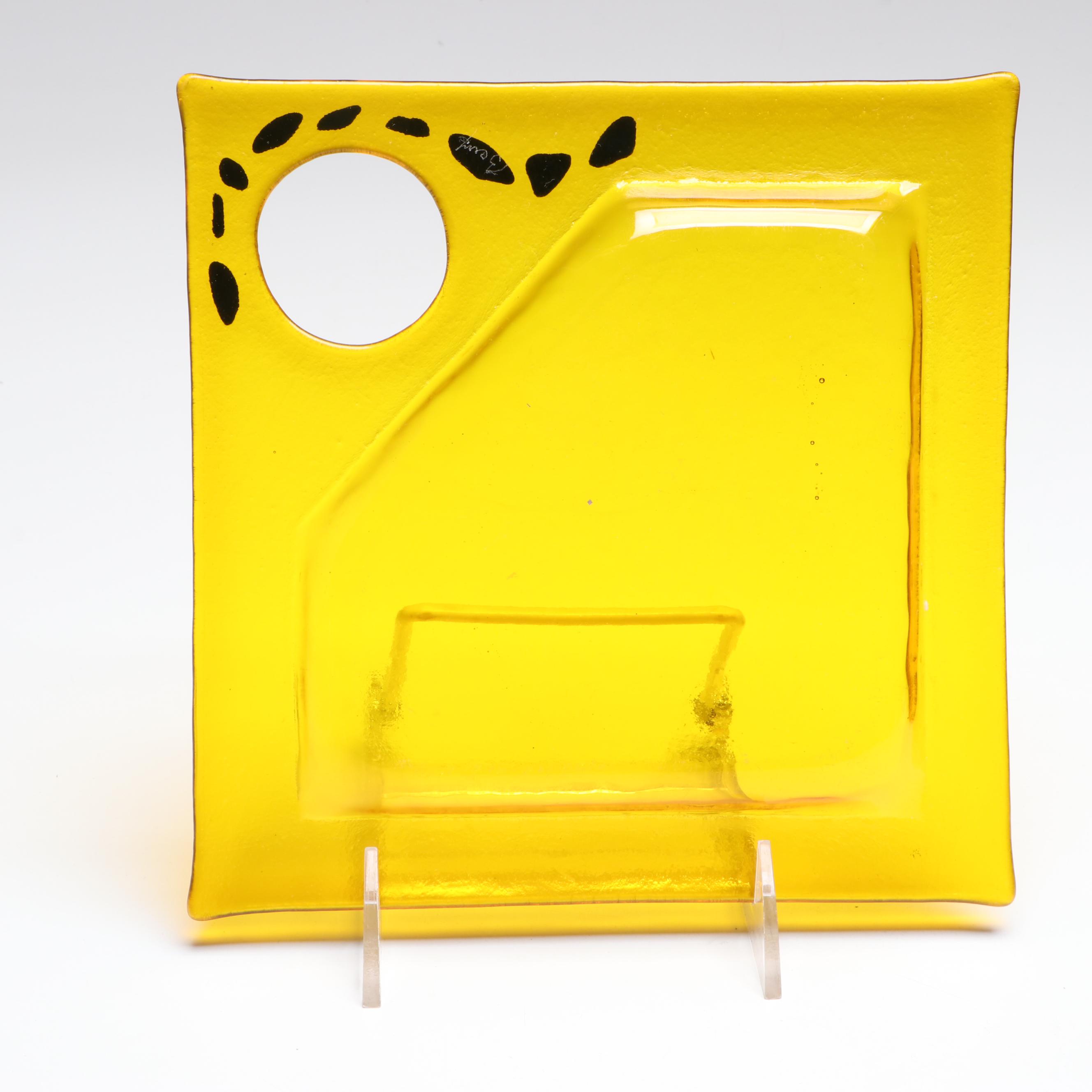 Artist Signed Marbled Art Glass Hors D'oeuvres Plates