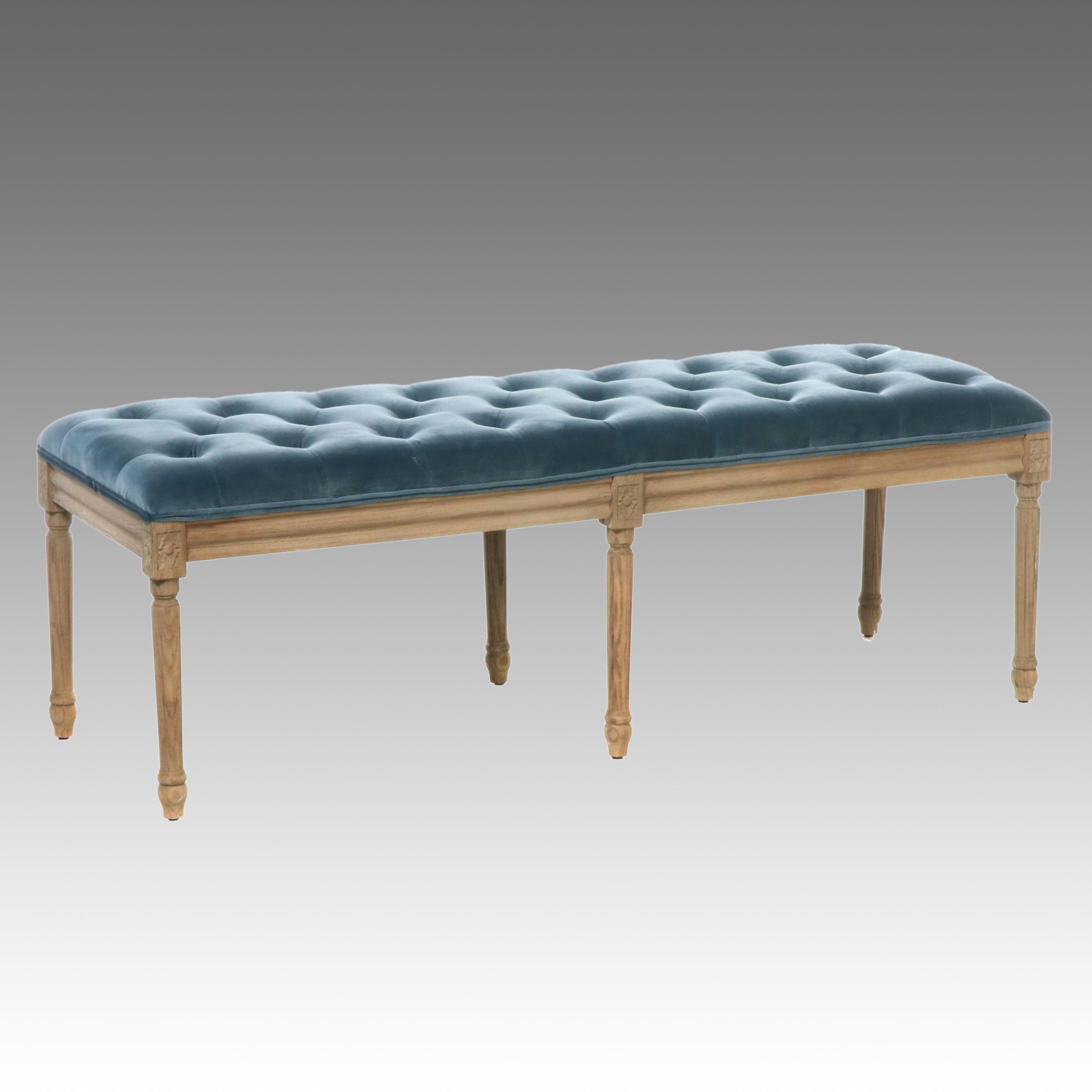 French Provincial Style Button-Tufted Bench