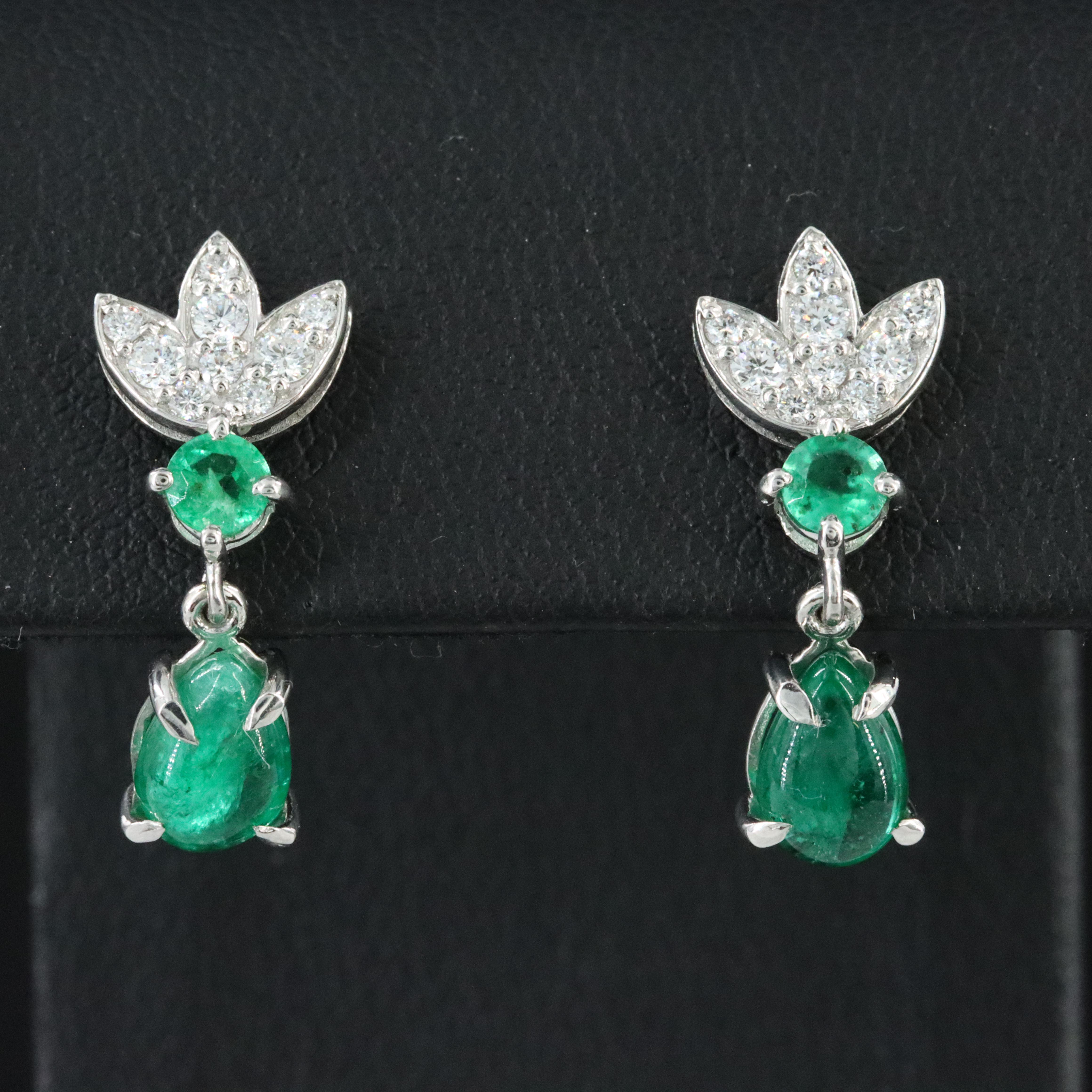 Platinum 2.60 CTW Emerald and Diamond Earrings