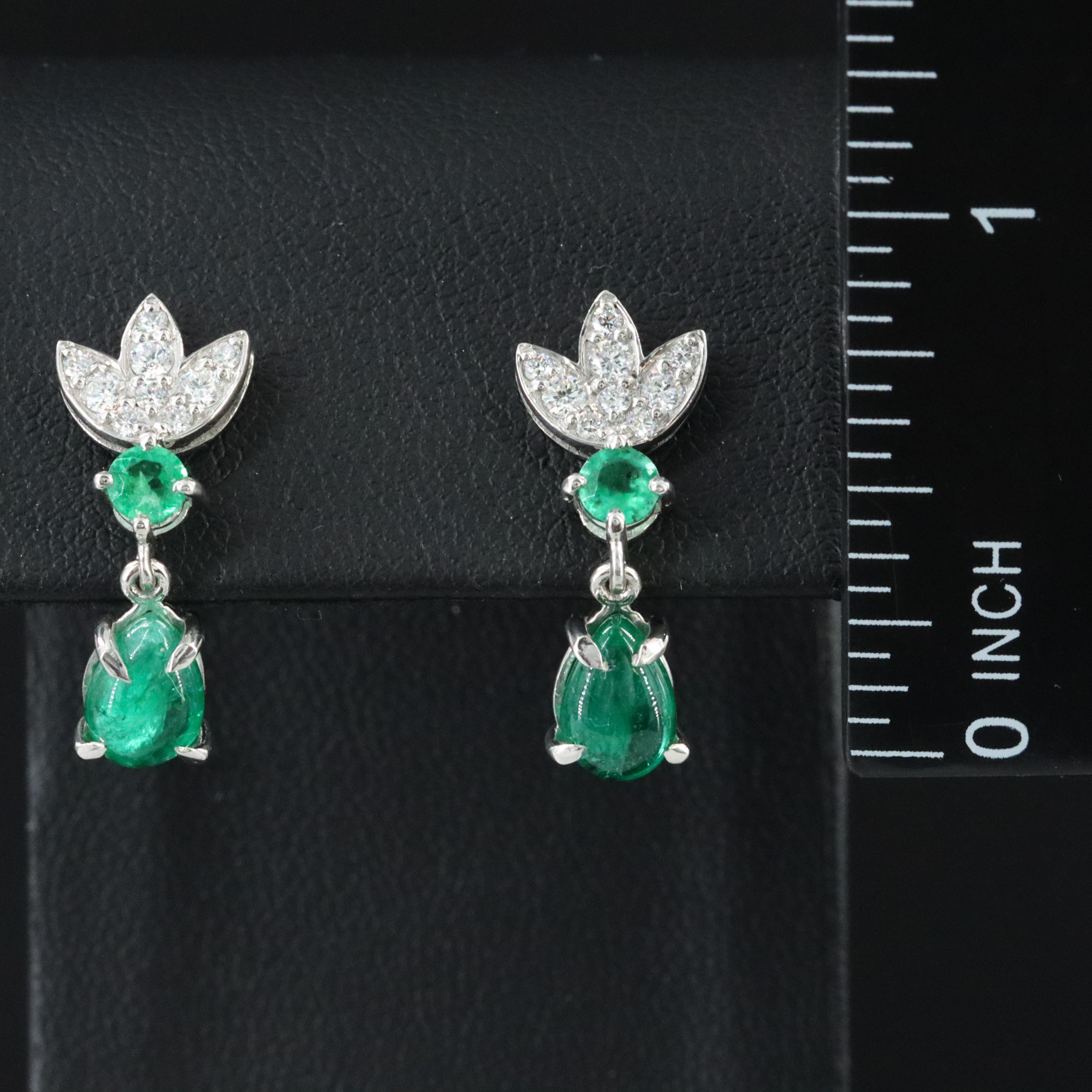 Platinum 2.60 CTW Emerald and Diamond Earrings