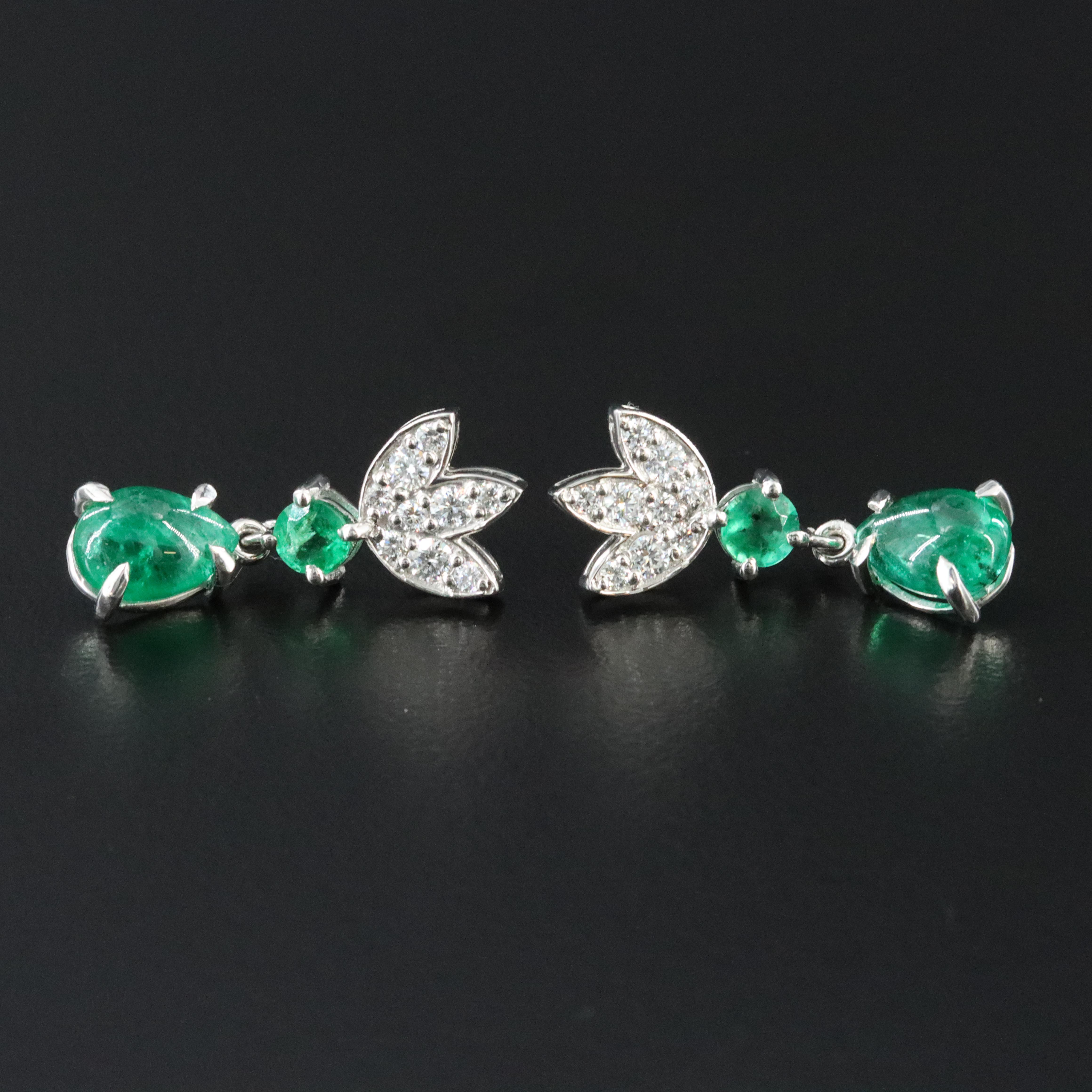 Platinum 2.60 CTW Emerald and Diamond Earrings