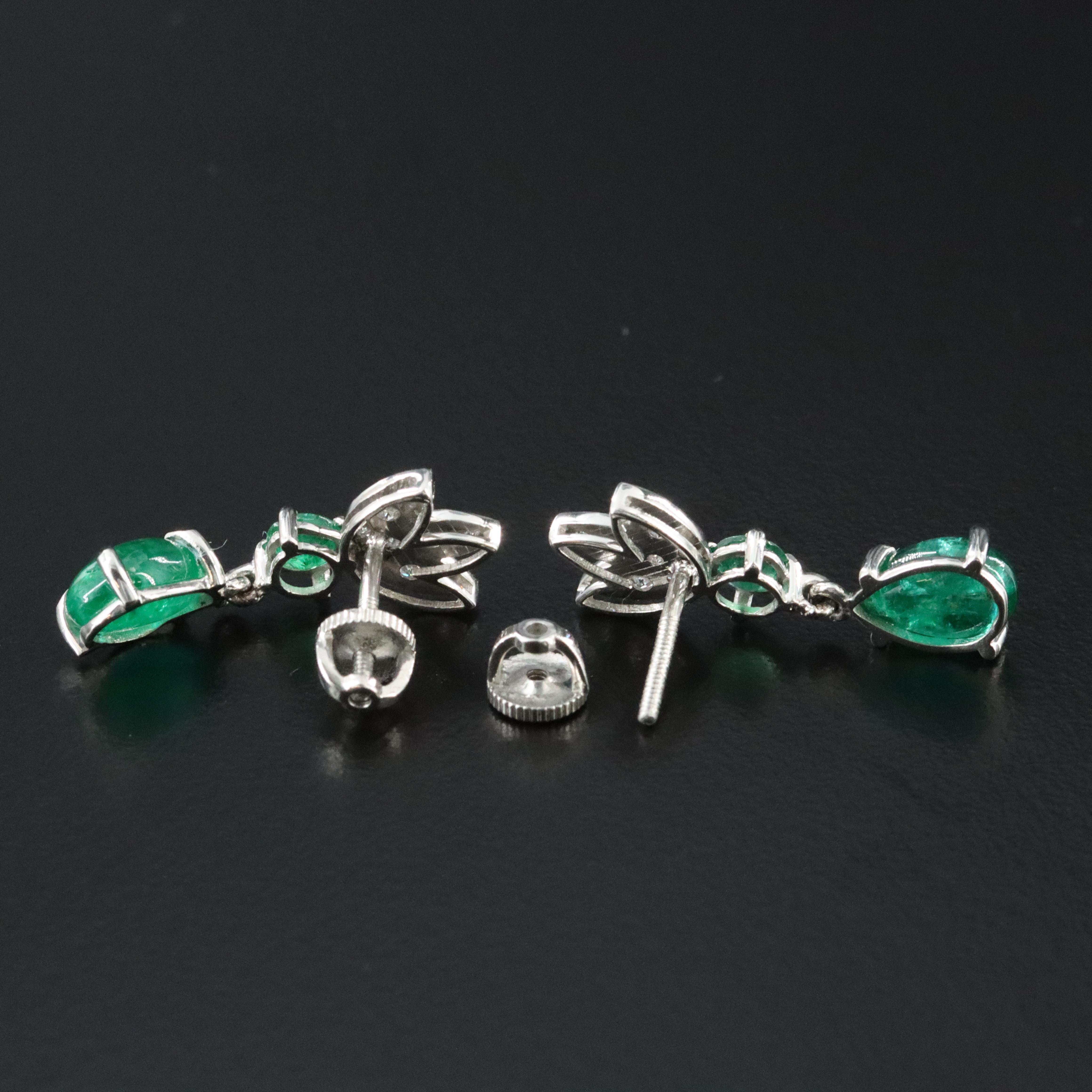 Platinum 2.60 CTW Emerald and Diamond Earrings