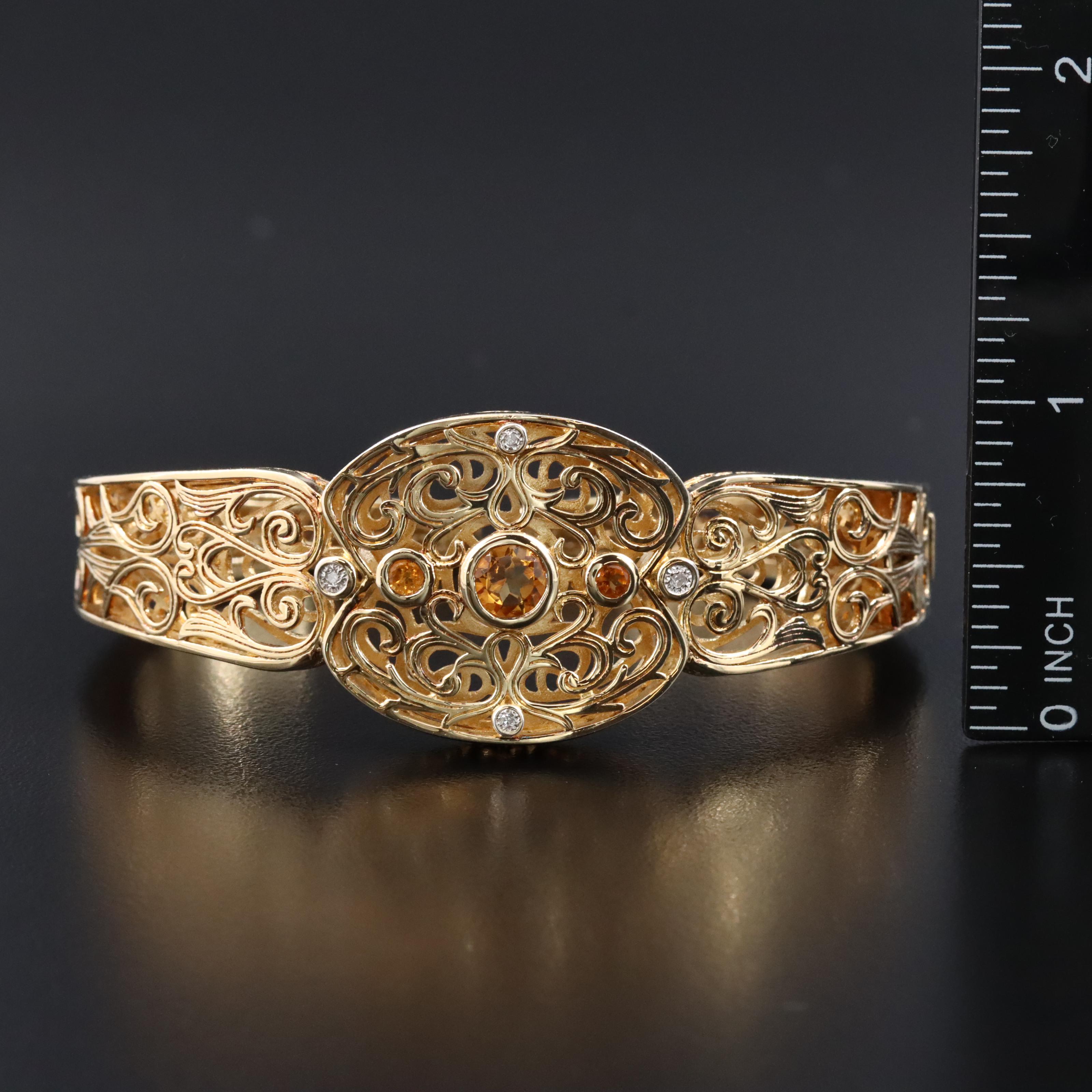 Sterling Citrine and Diamond Bangle
