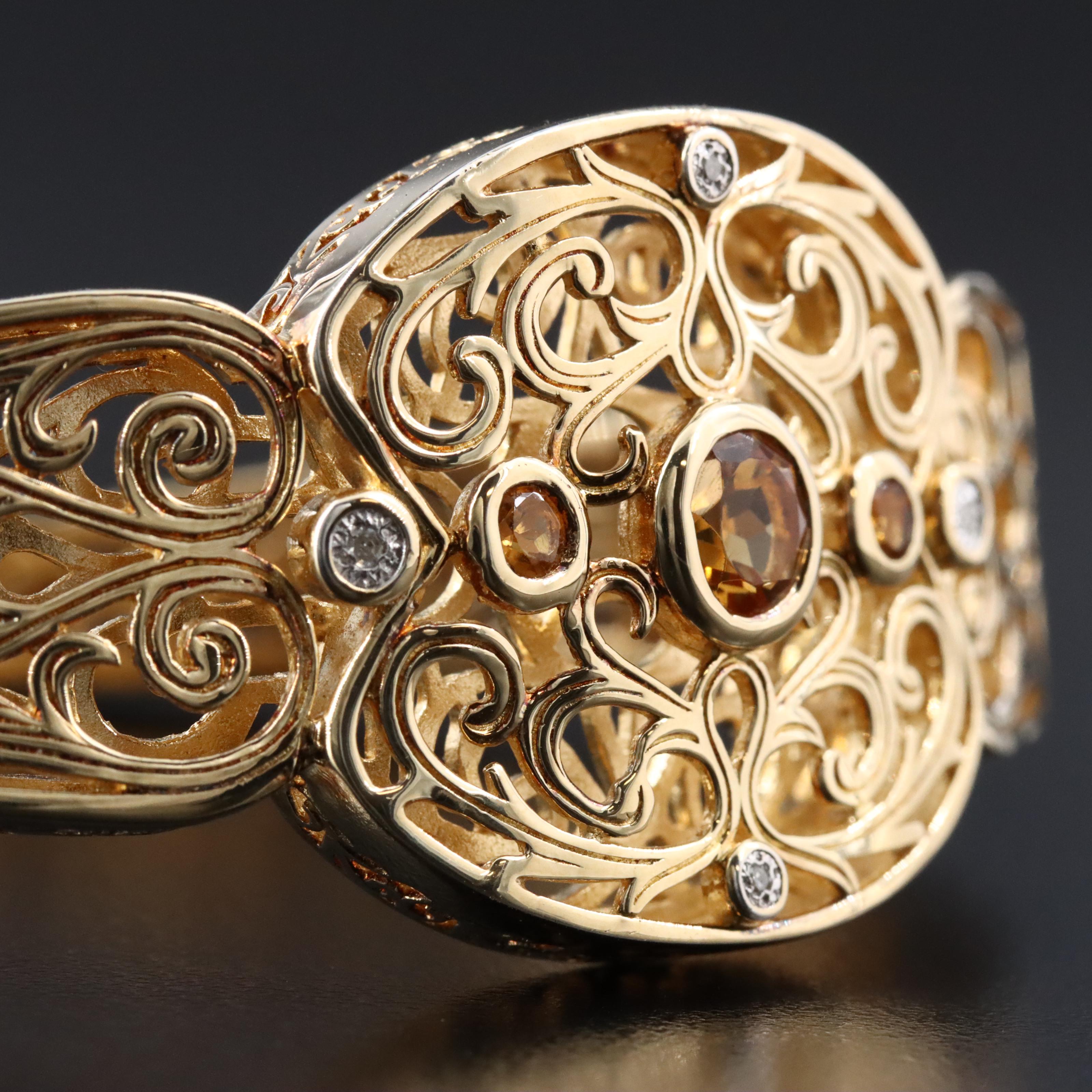 Sterling Citrine and Diamond Bangle