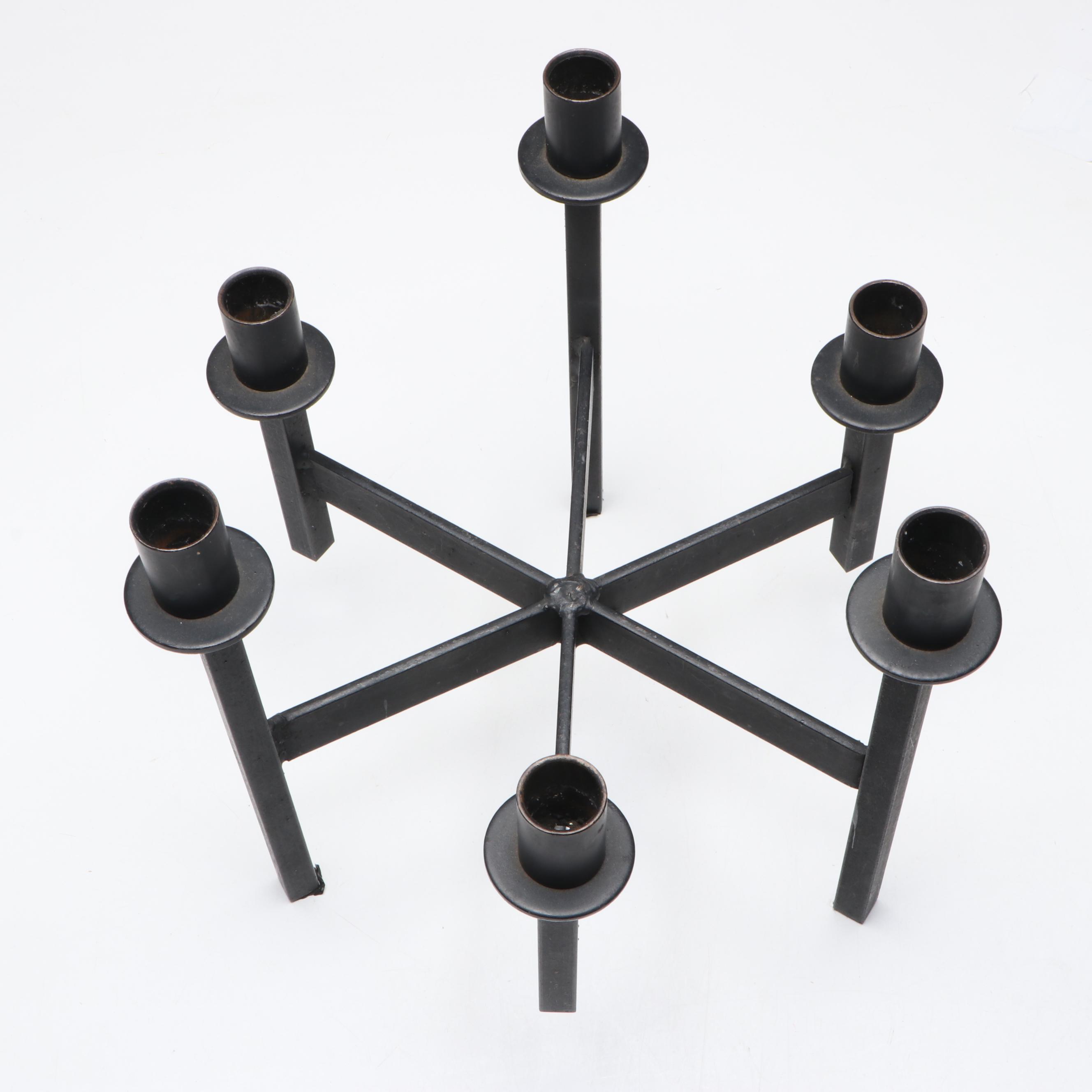 Van Keppel-Green Mid Century Modern Six-Arm Iron Candelabra