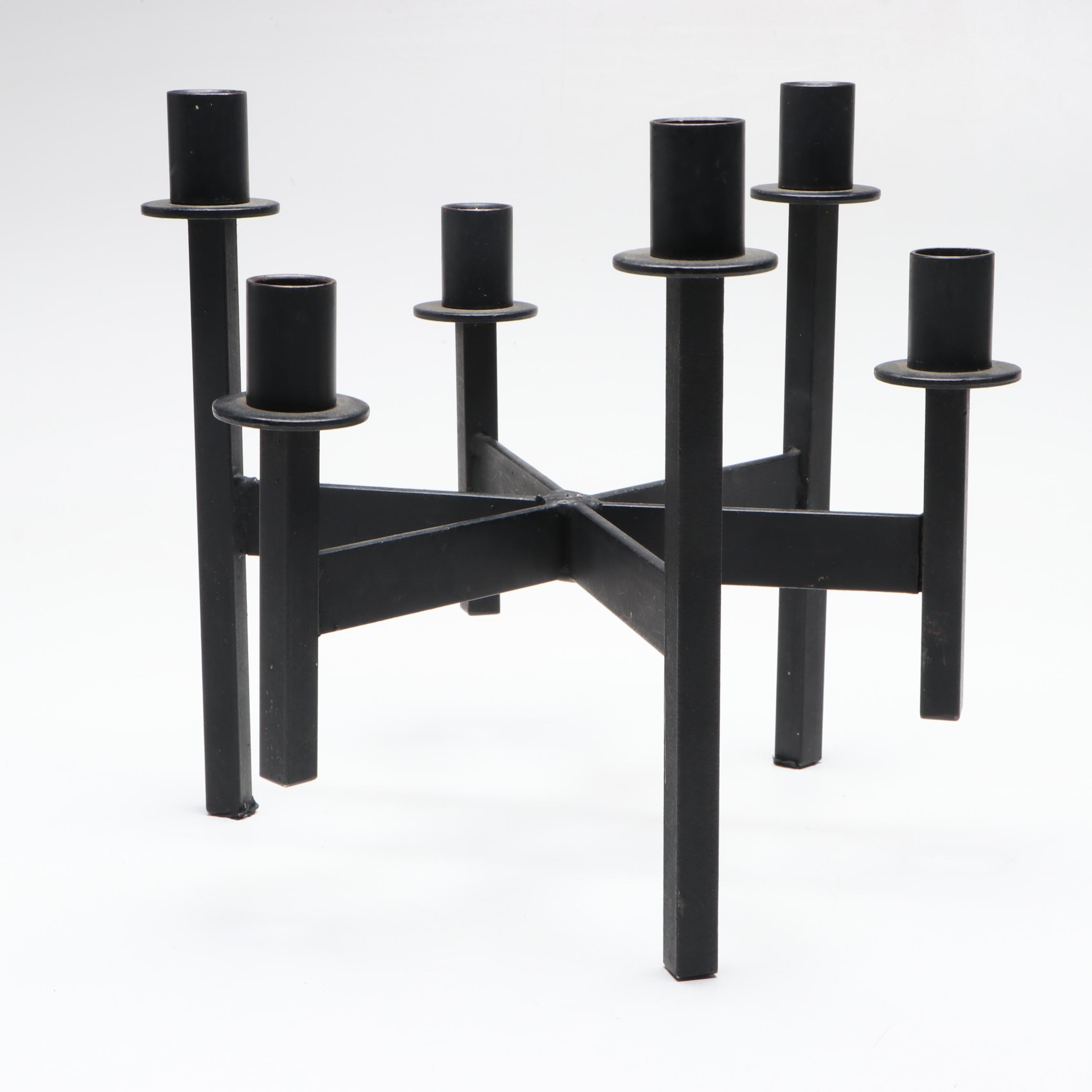 Van Keppel-Green Mid Century Modern Six-Arm Iron Candelabra
