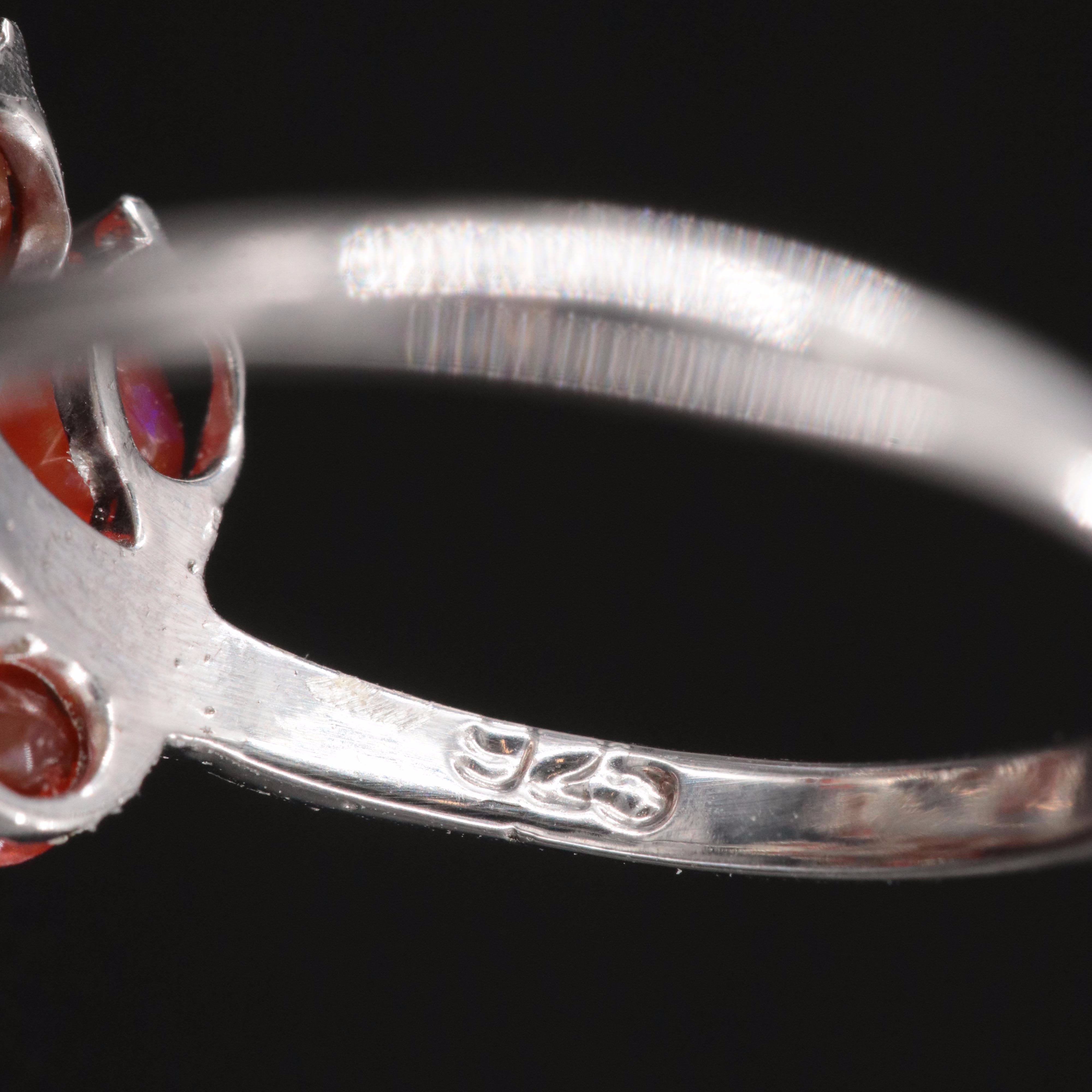 Sterling Fire Opal Pointer Ring