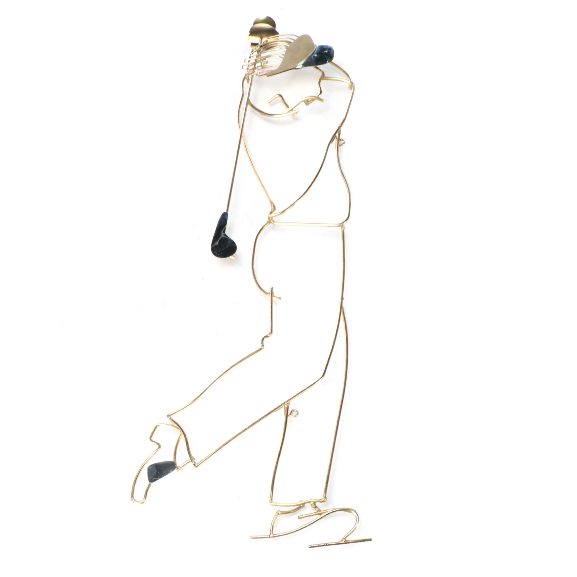 Curtis Jeré Brass and Steel Golfer Wall Sculpture
