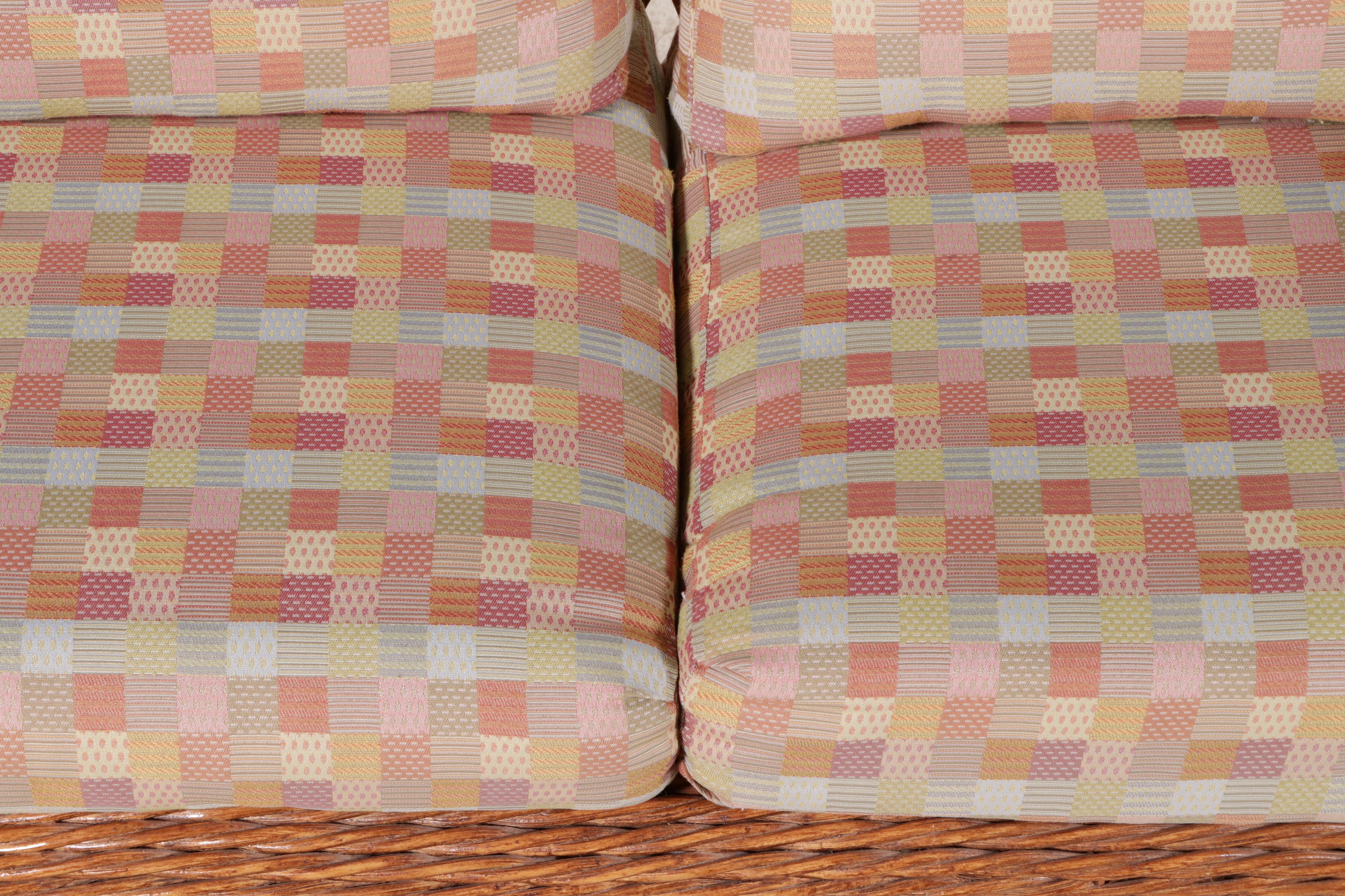 Natural Wicker Settee, Armchair, End Tables and Ottoman