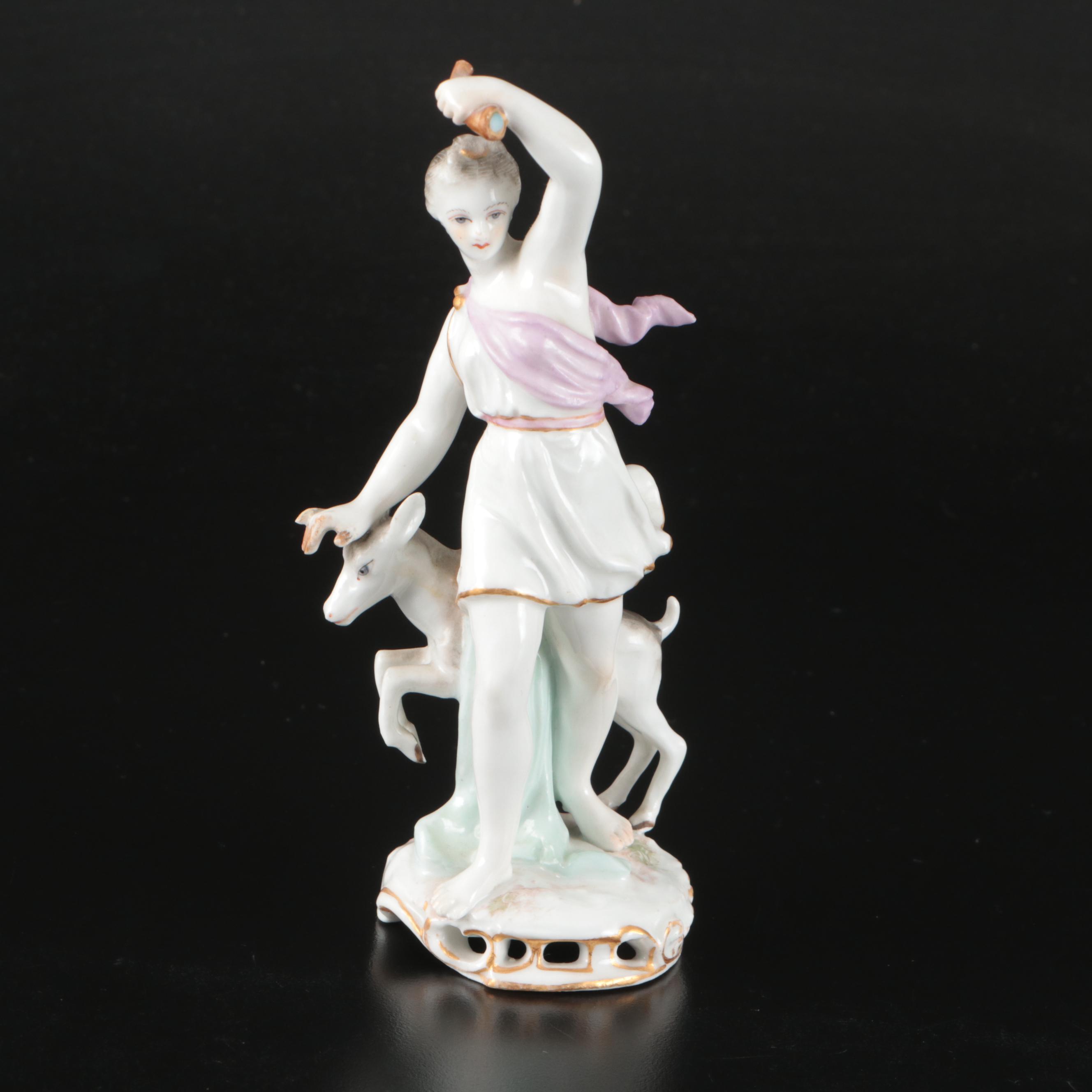 Meissen Porcelain Diana with Deer, Mid-20th Century