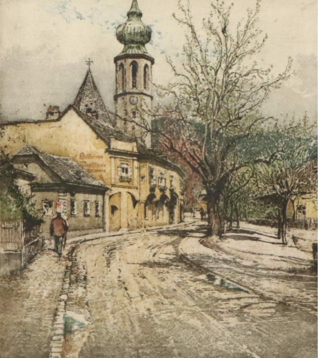 Robert Kashmir Etching "Grinzing in Winter"