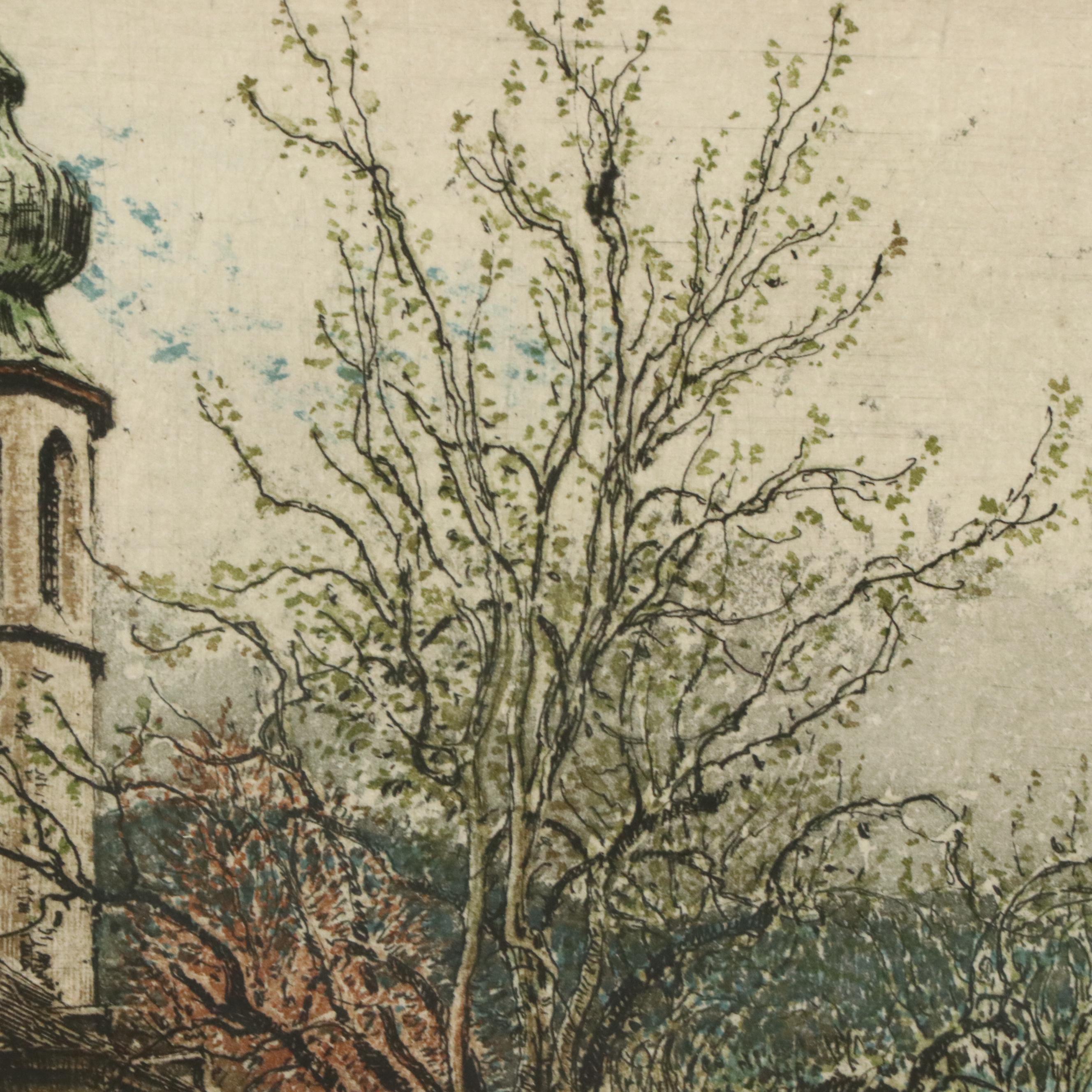 Robert Kashmir Etching "Grinzing in Winter"