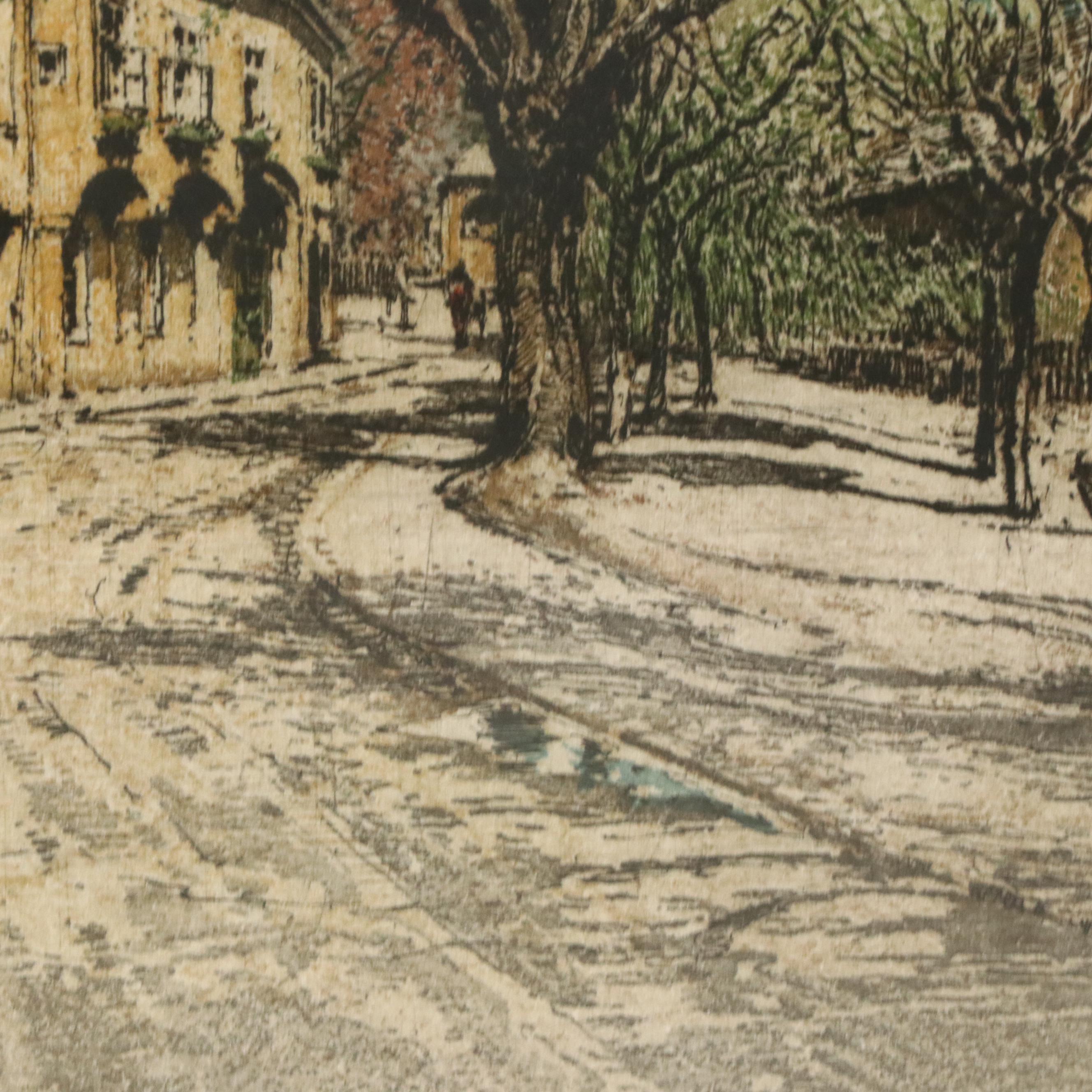 Robert Kashmir Etching "Grinzing in Winter"