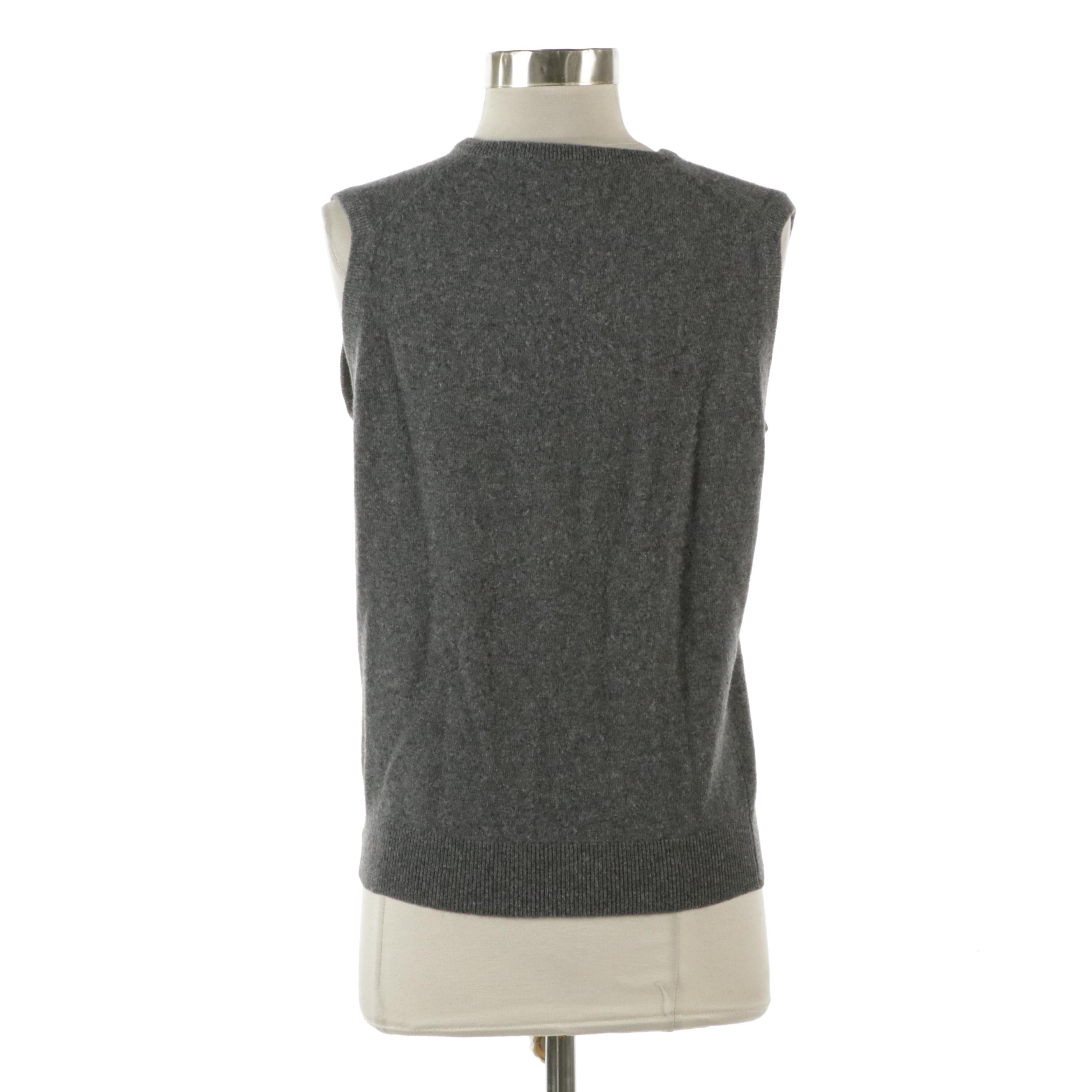Burberrys Grey Cashmere Knit Sweater Vest