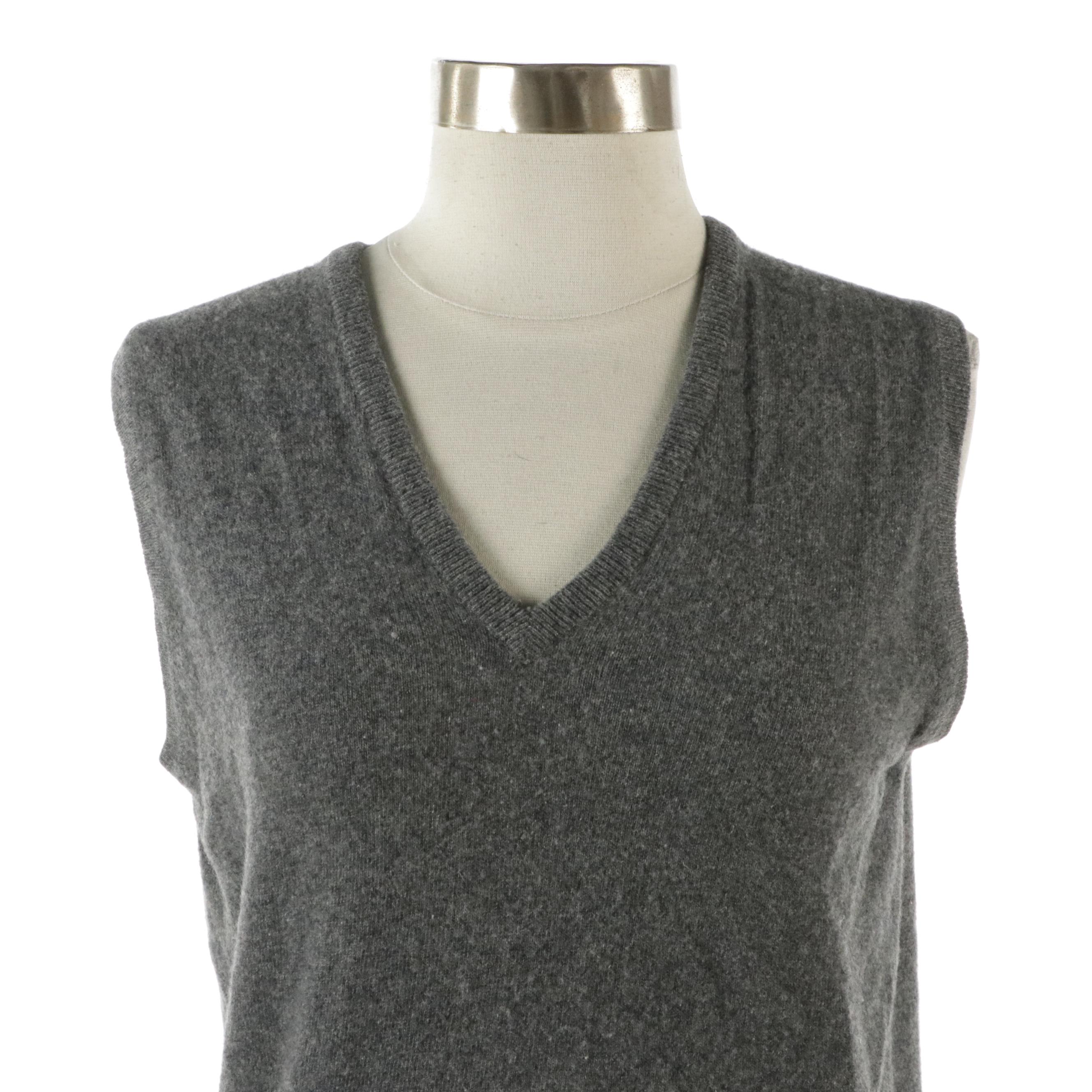 Burberrys Grey Cashmere Knit Sweater Vest