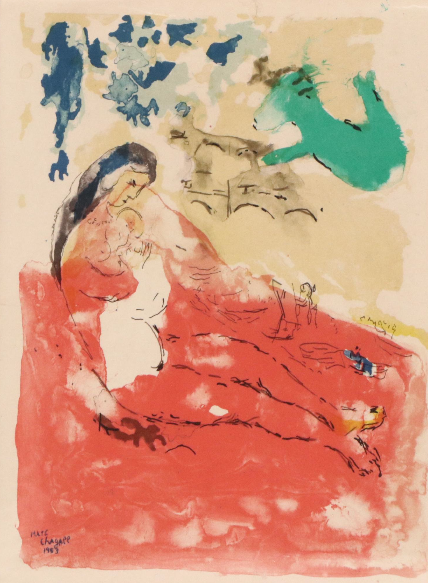 Lithograph After Marc Chagall "Banks of the Siene"