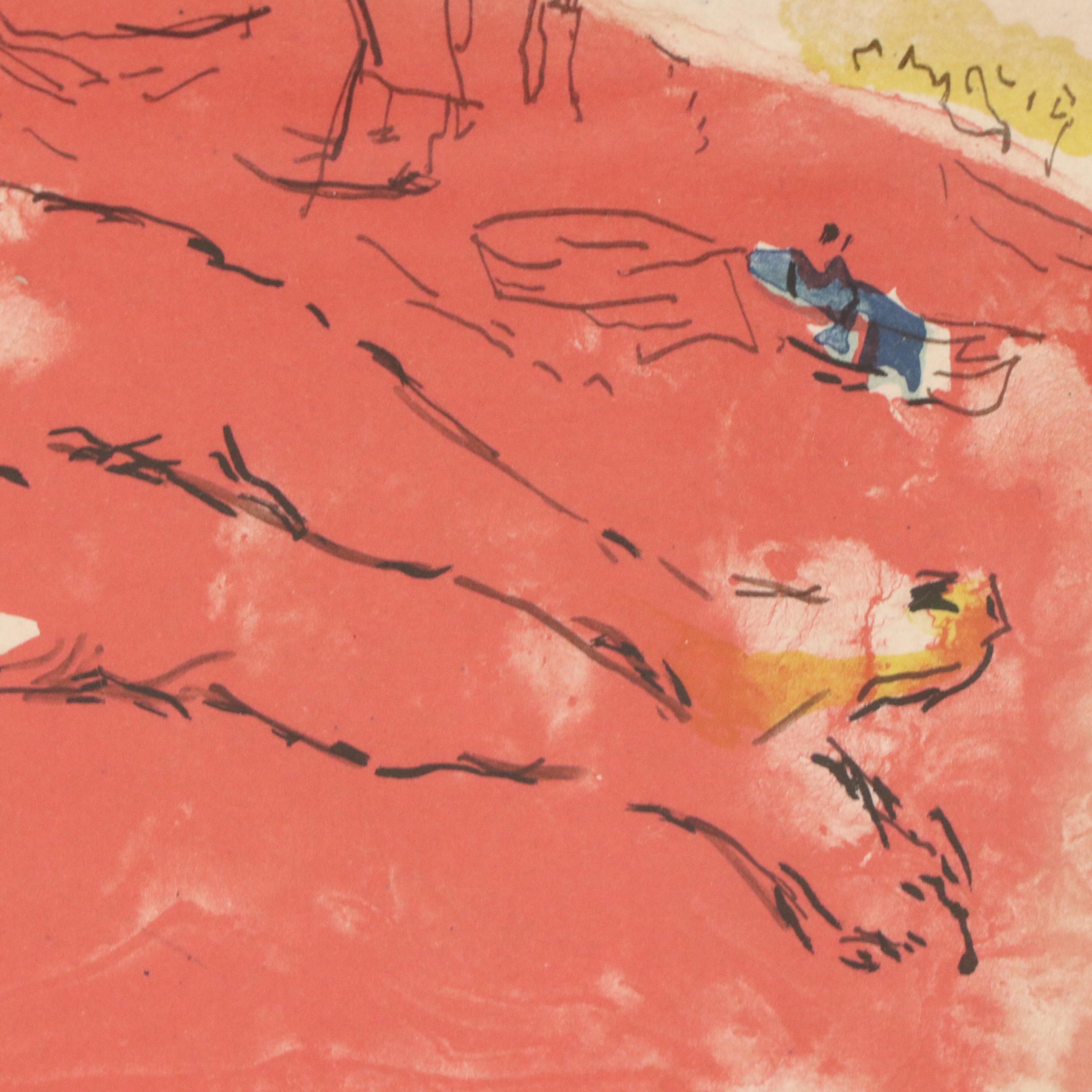 Lithograph After Marc Chagall "Banks of the Siene"