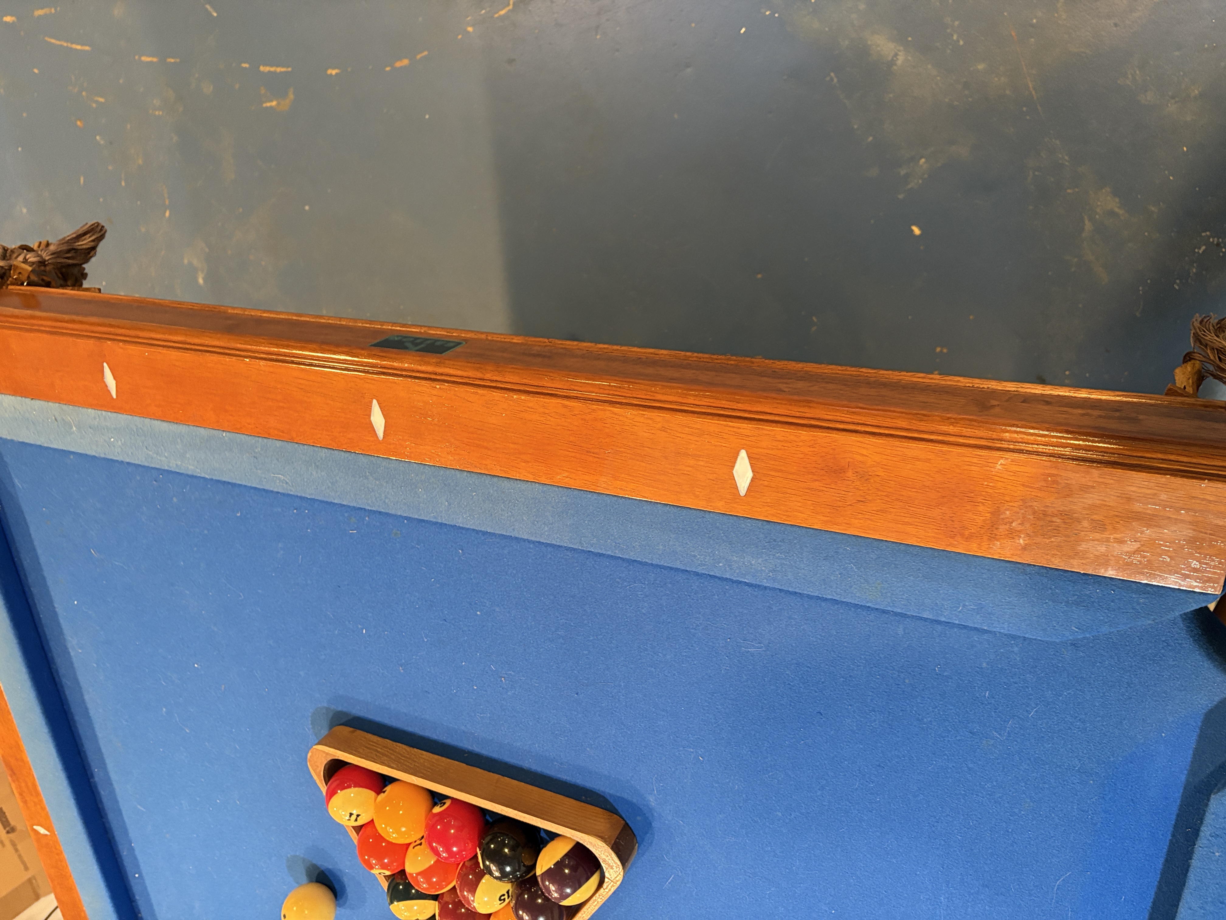 Kasson 8' Slate-Top Oak Pool Table with Cues, Accessories and Wall Rack