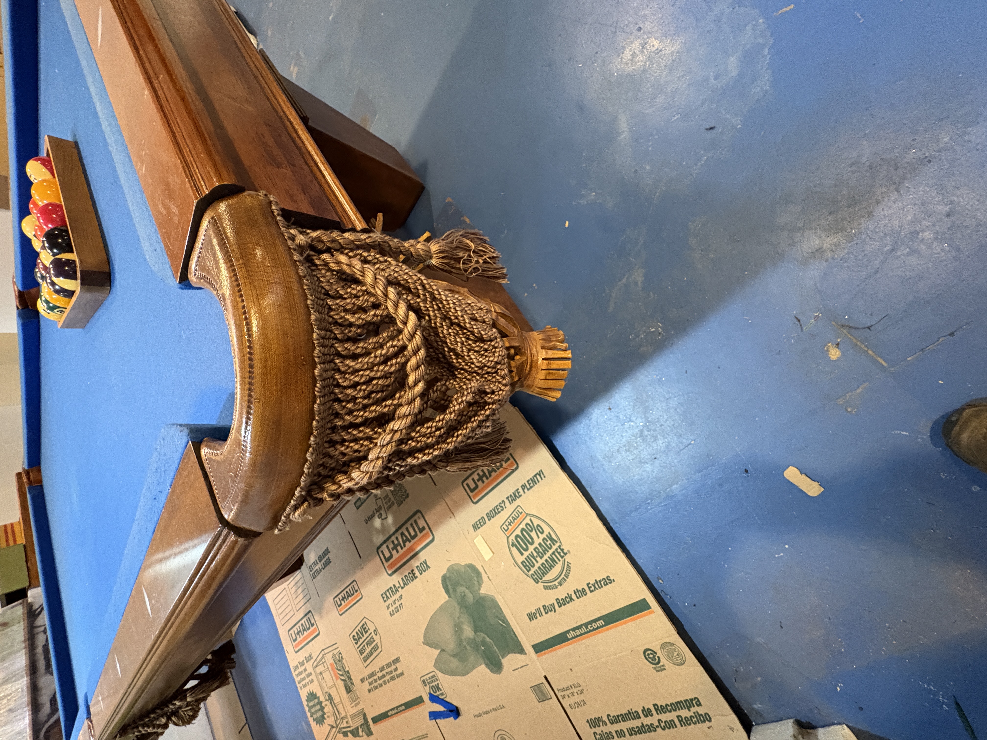 Kasson 8' Slate-Top Oak Pool Table with Cues, Accessories and Wall Rack