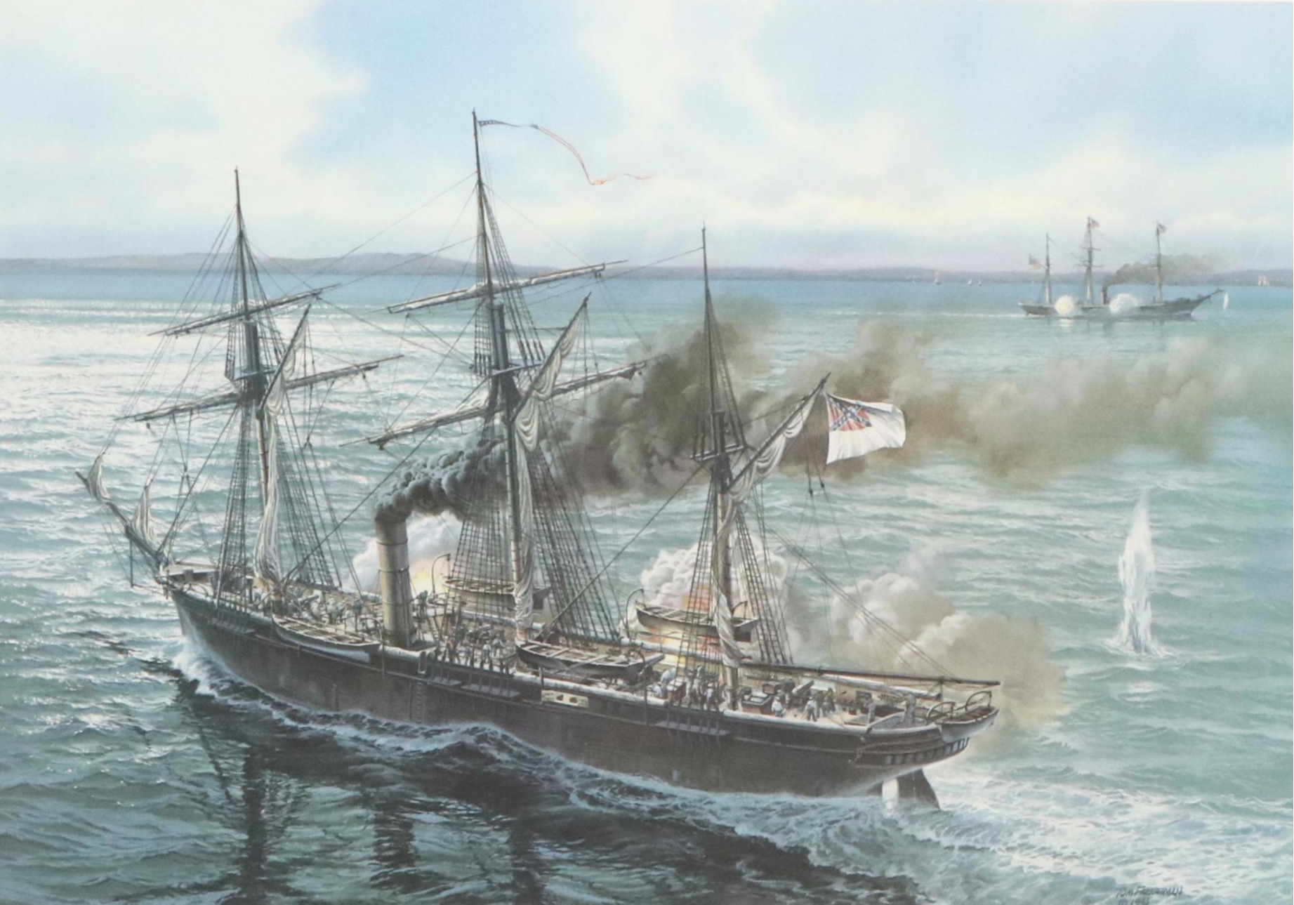 Tom W. Freeman Naval Battle Offset Lithograph "Sunday Showdown"