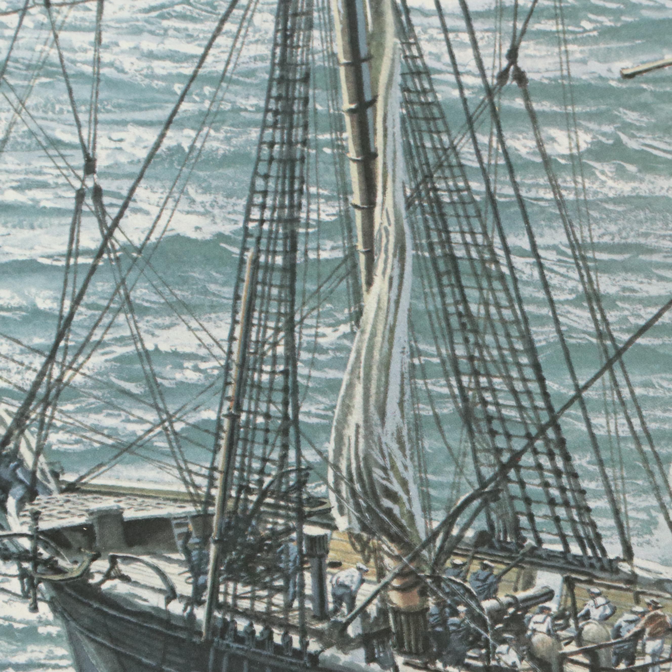 Tom W. Freeman Naval Battle Offset Lithograph "Sunday Showdown"