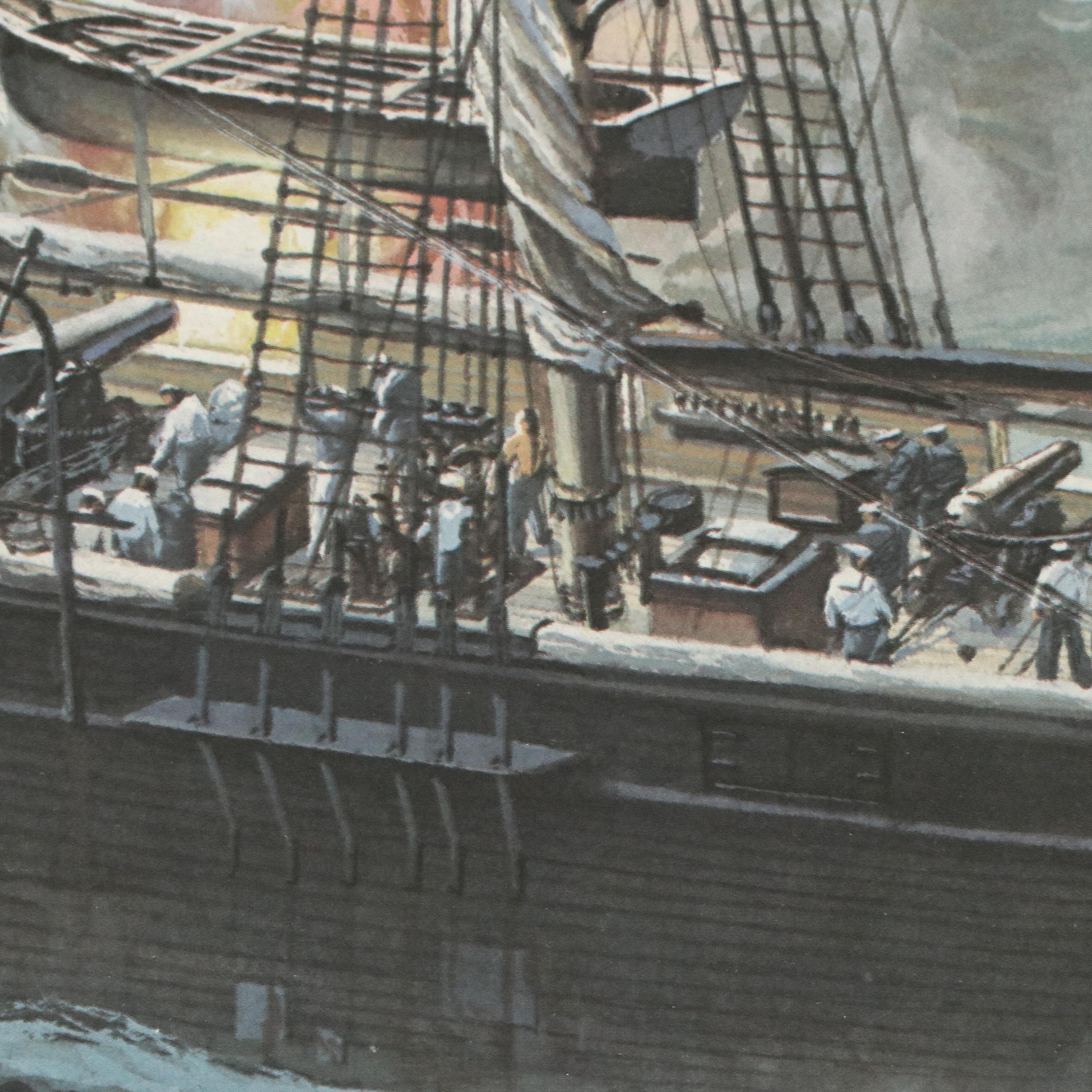 Tom W. Freeman Naval Battle Offset Lithograph "Sunday Showdown"