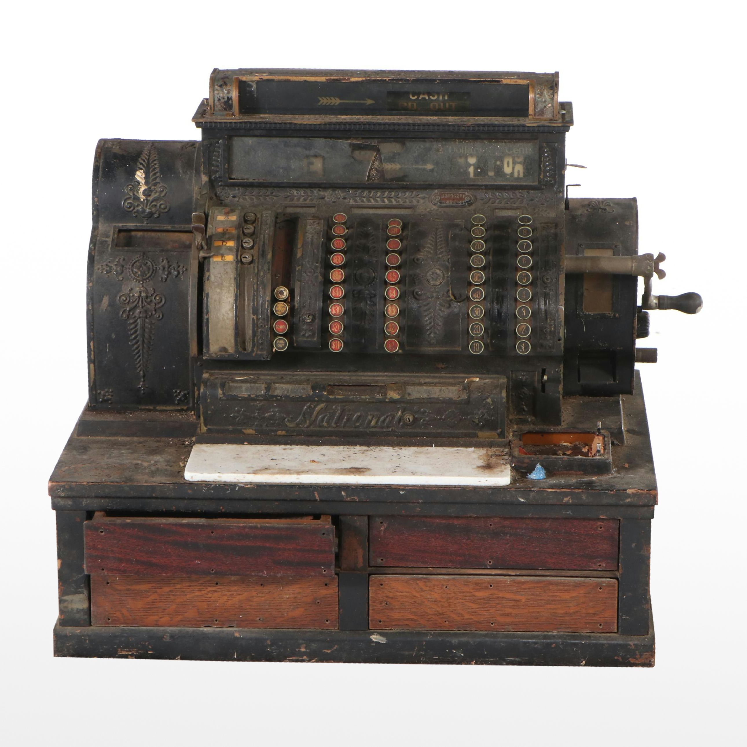 National Model 542E-4C Brass Cash Register, 1922