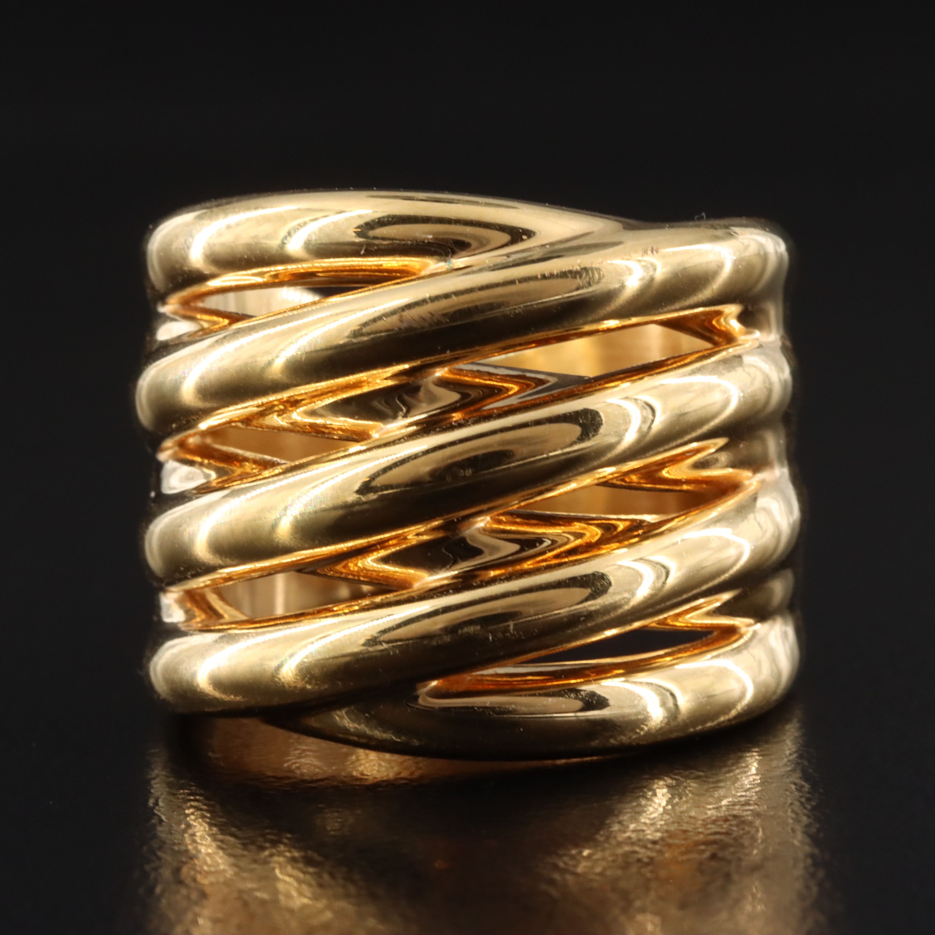 Italian Milor 14K Electroformed Layered Crossover Ring