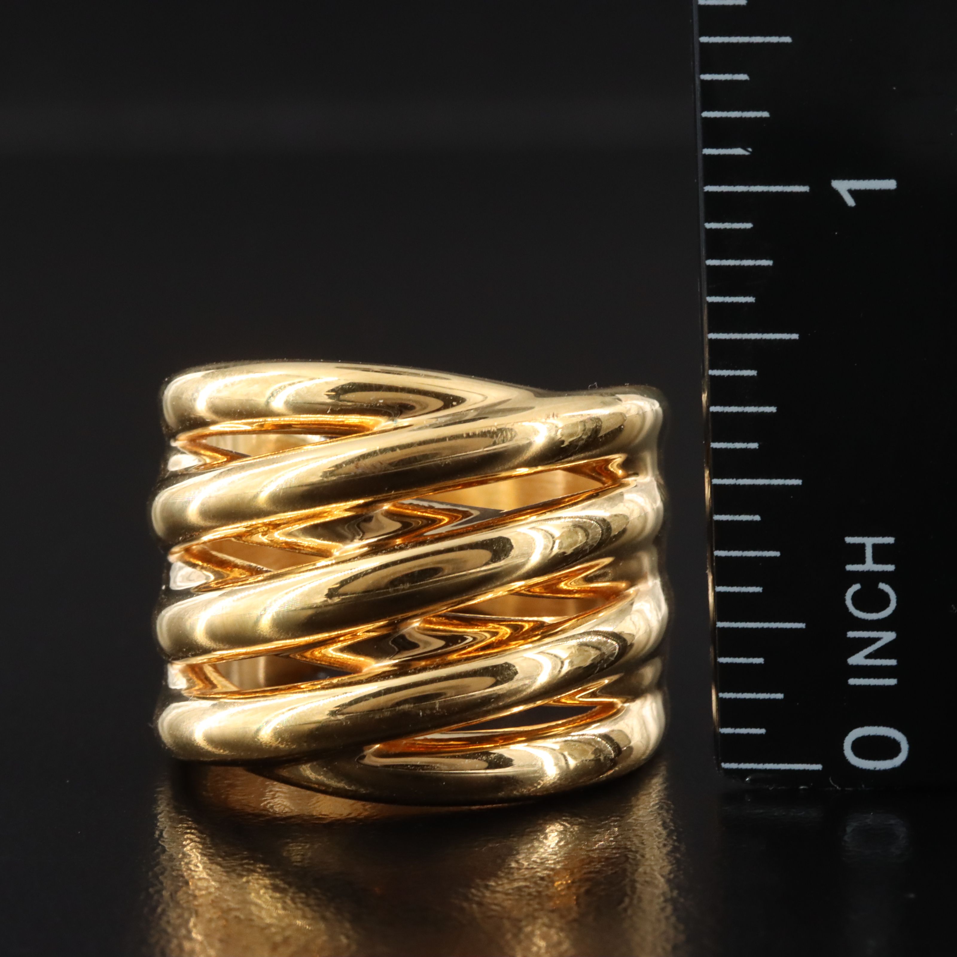 Italian Milor 14K Electroformed Layered Crossover Ring