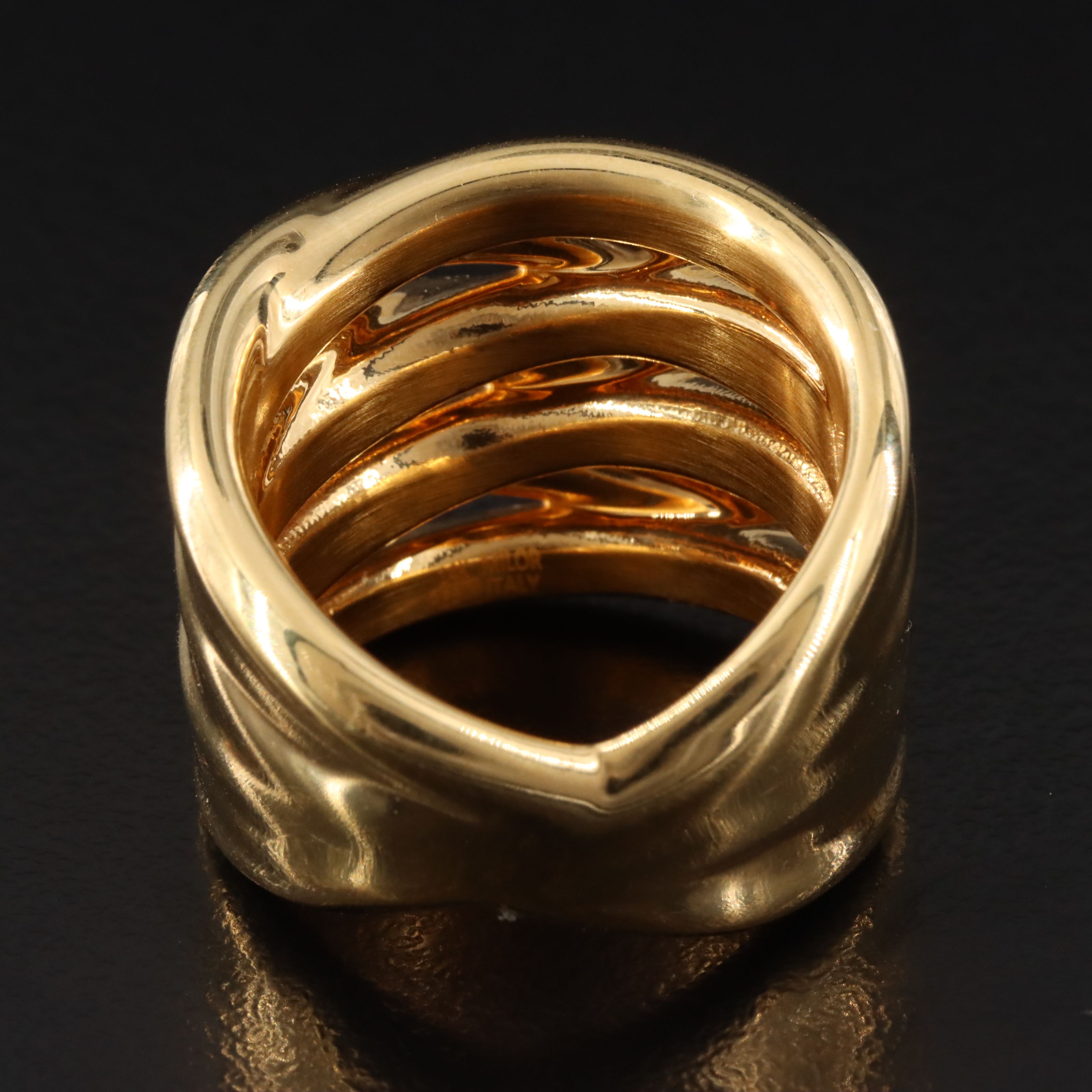 Italian Milor 14K Electroformed Layered Crossover Ring