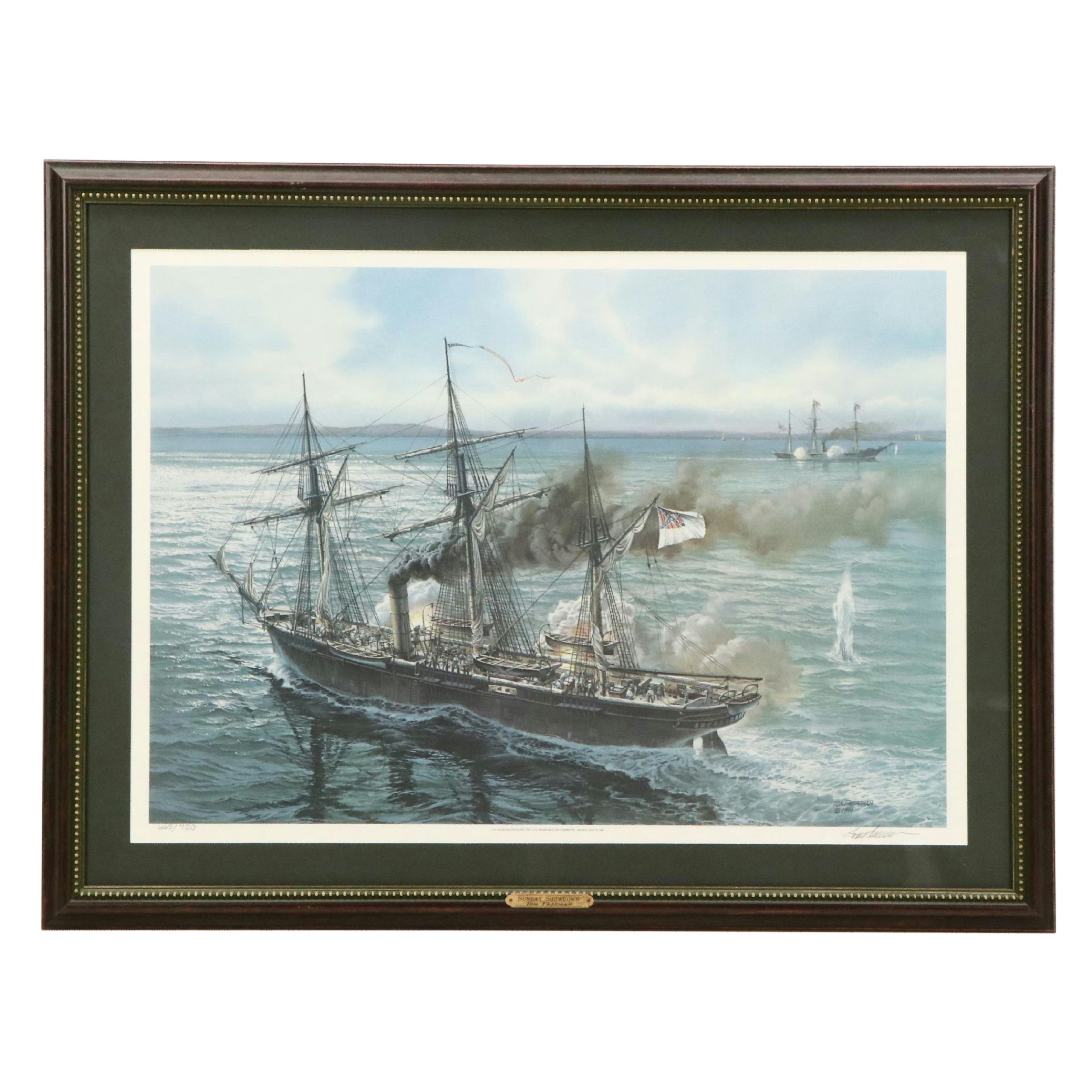 Tom W. Freeman Naval Battle Offset Lithograph "Sunday Showdown"