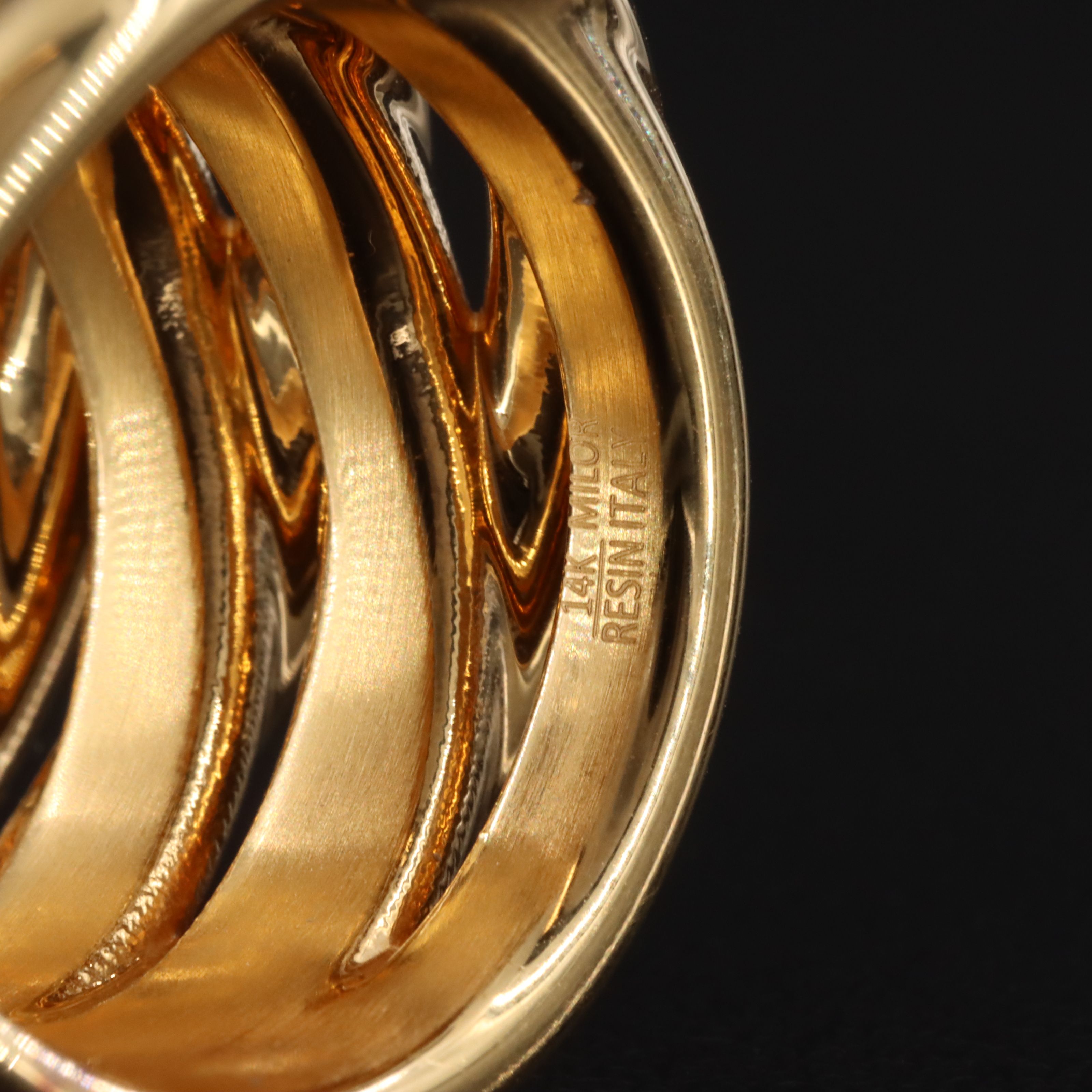 Italian Milor 14K Electroformed Layered Crossover Ring