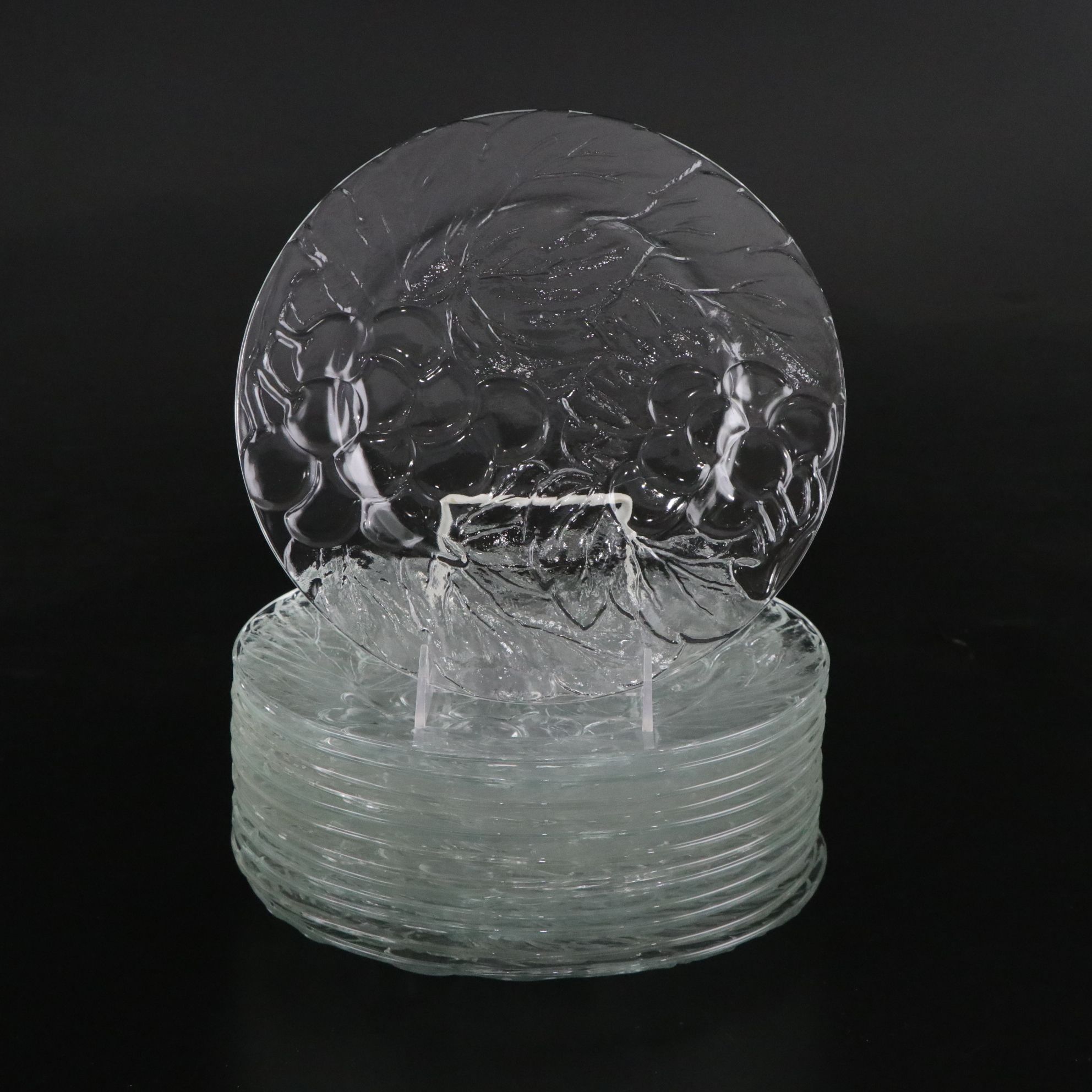 Kig Indonesian "Vintage Clear" Pressed Glass Collection of Dinner & Salad Plates