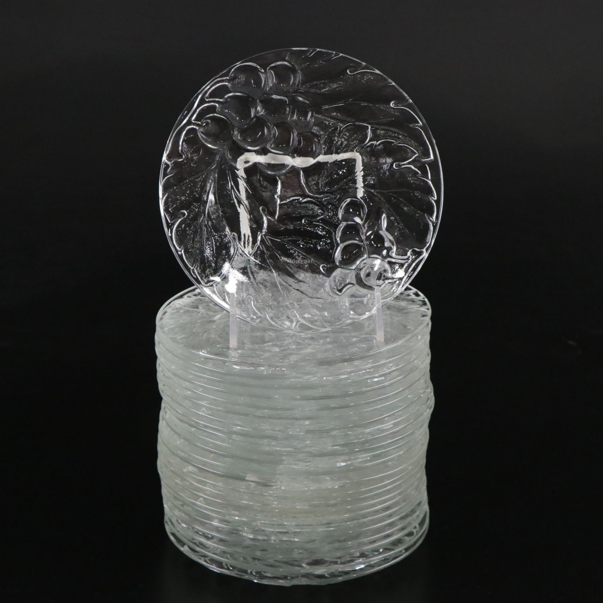 Kig Indonesian "Vintage Clear" Pressed Glass Collection of Dinner & Salad Plates