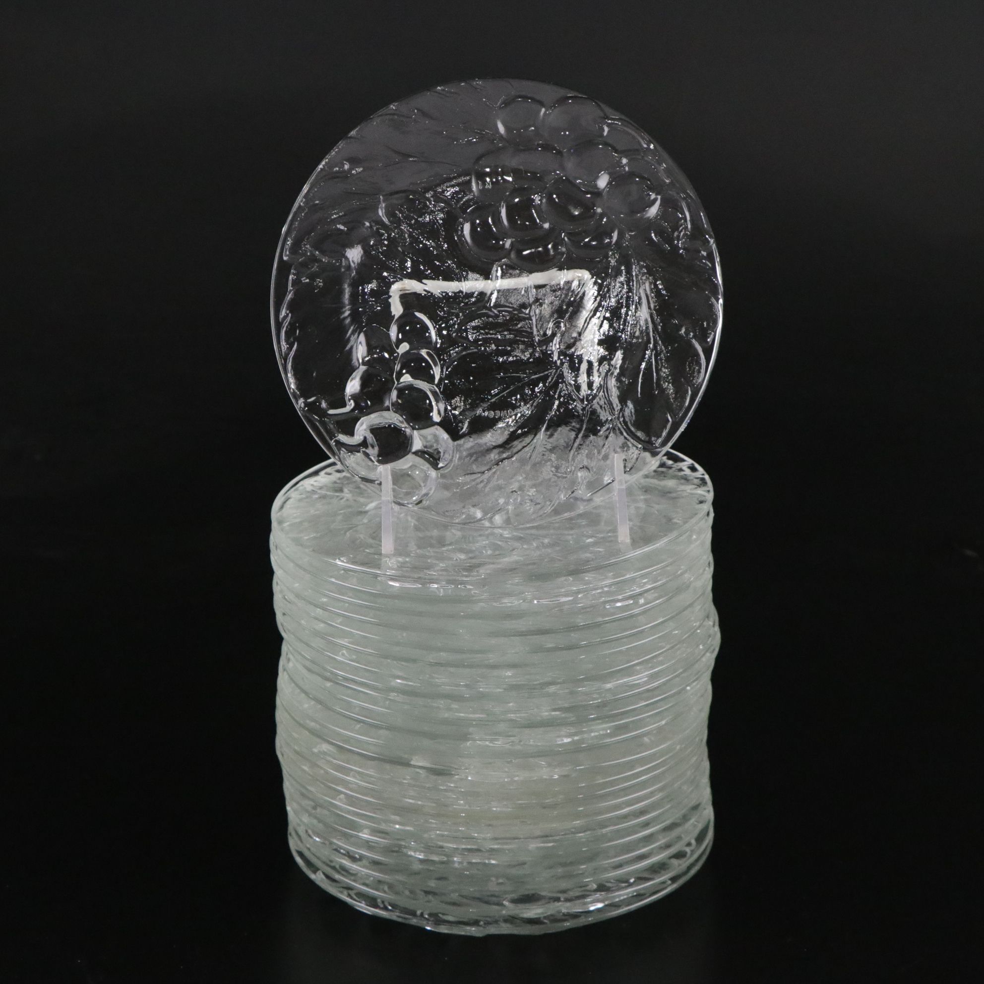 Kig Indonesian "Vintage Clear" Pressed Glass Collection of Dinner & Salad Plates