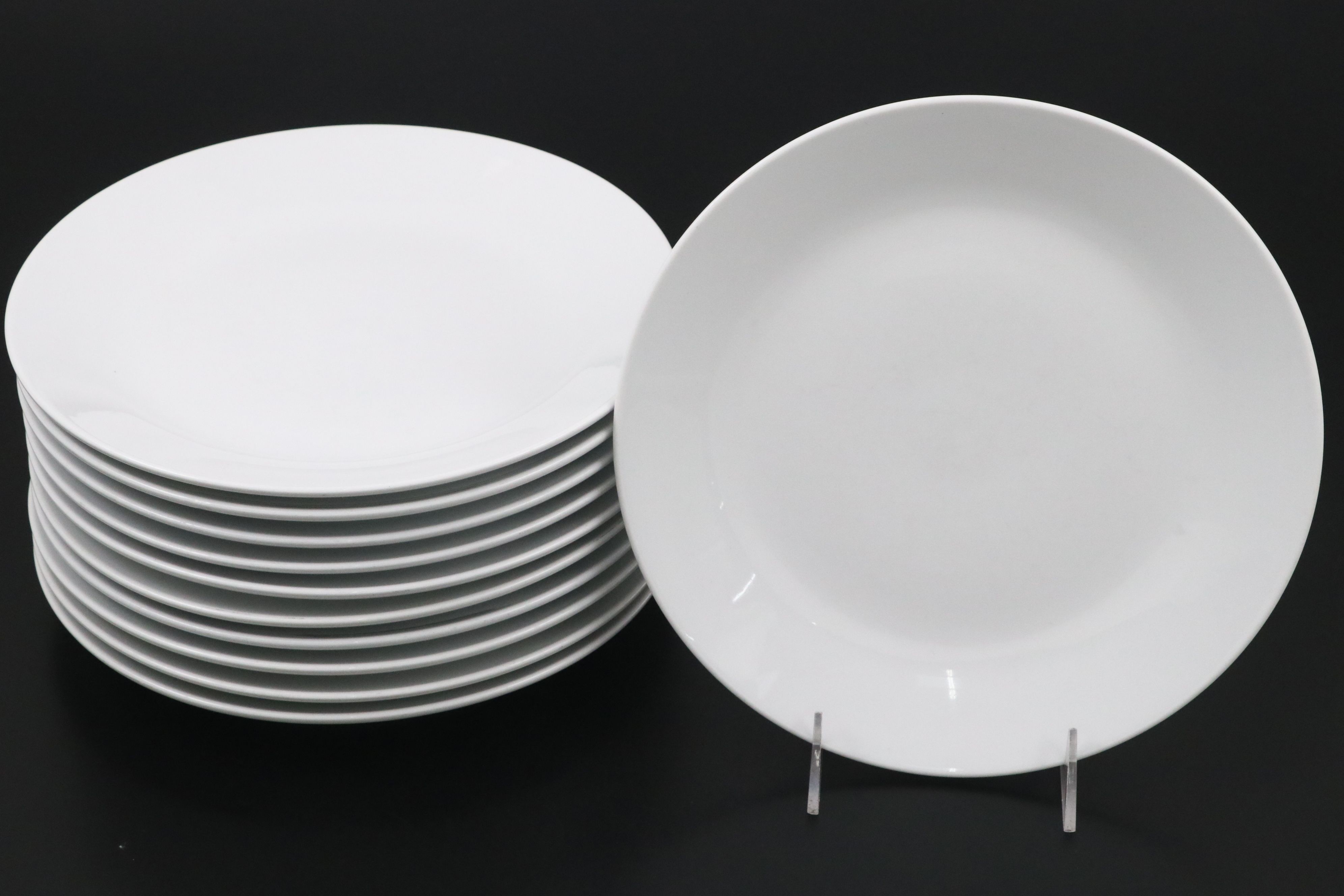 Contemporary White Ceramic Dinner Plates with "Love Brunch" Cookbook