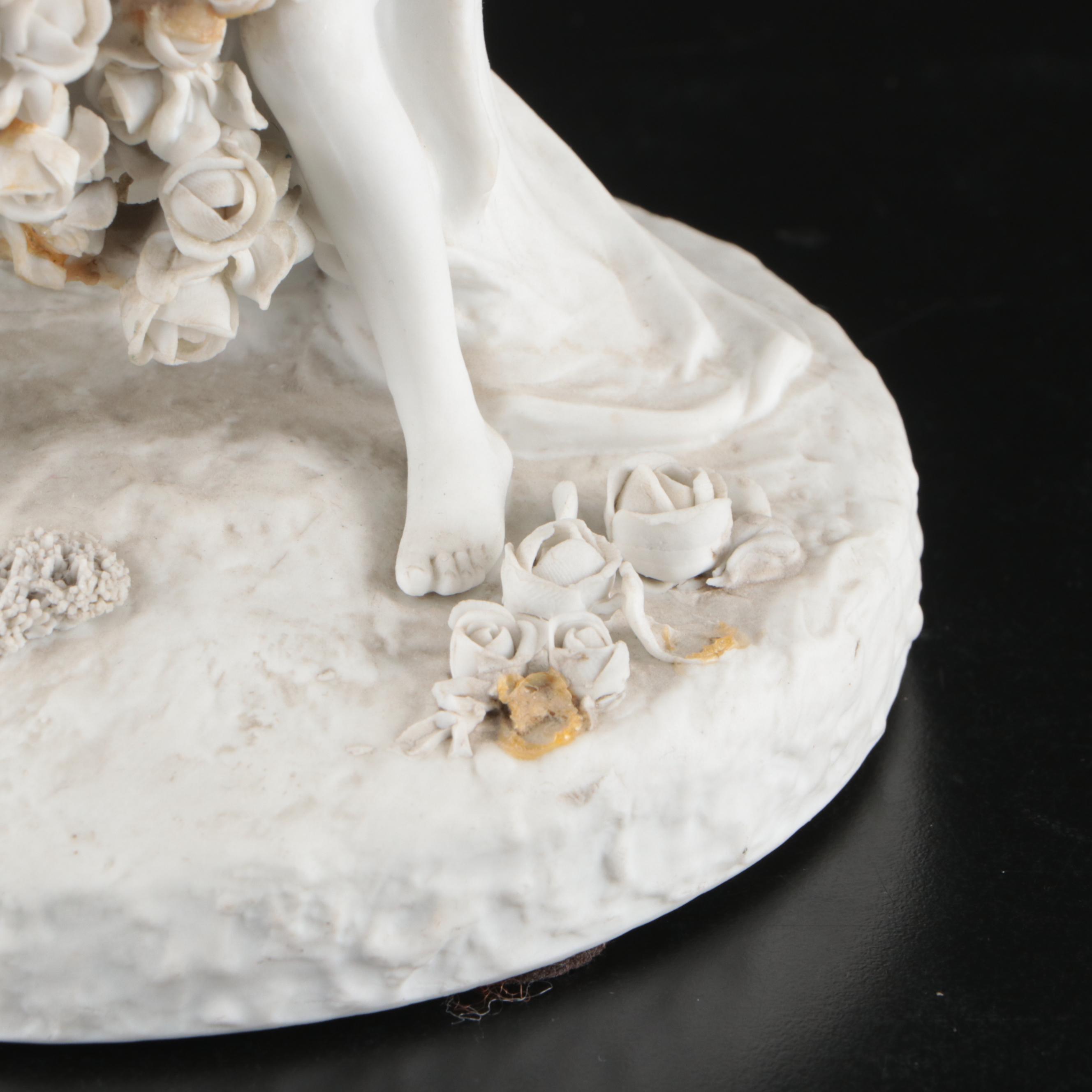 Pair of Sevres Style Bisque Figurine Vases with Royal Vienna Porcelain Figurines