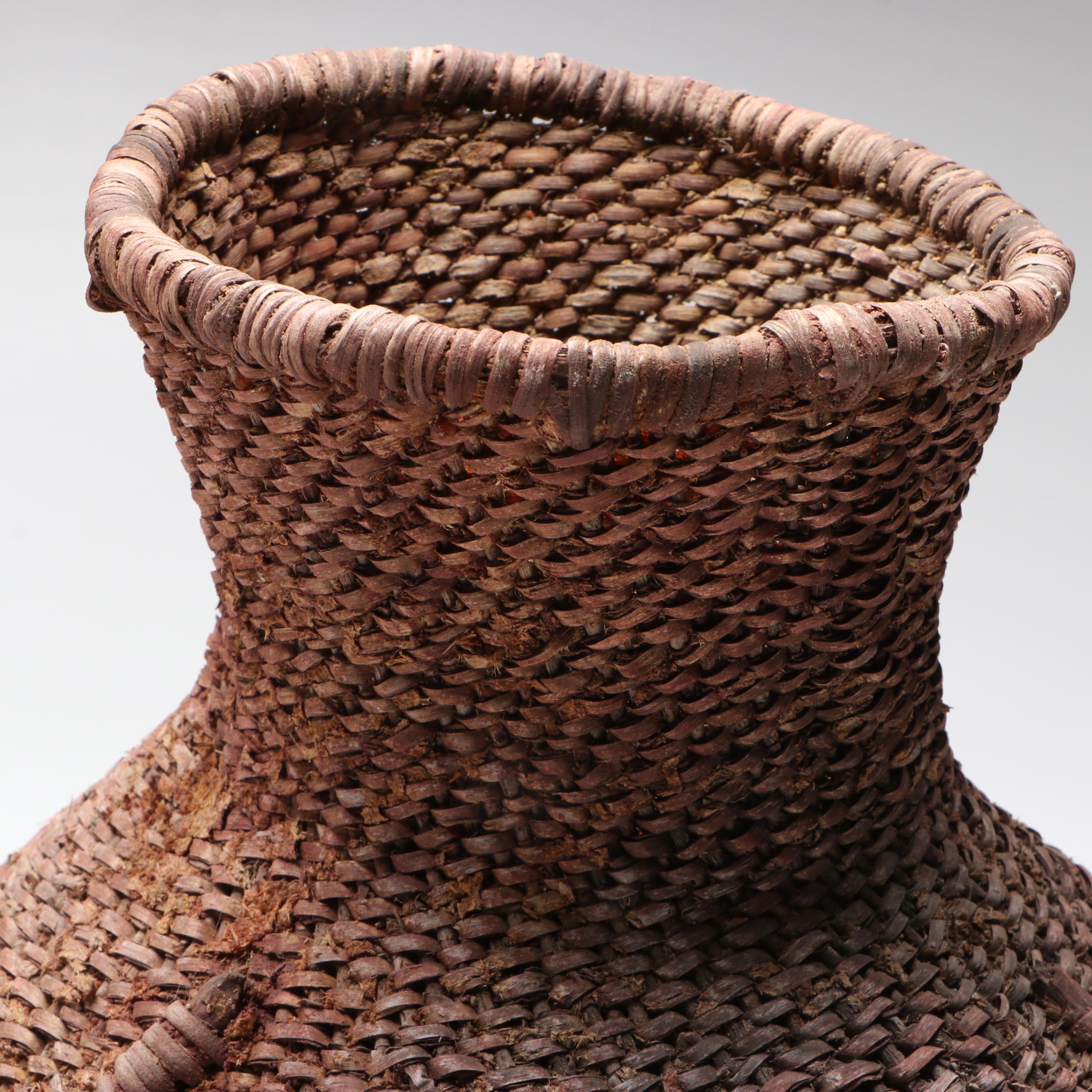 Southwestern Indigenous Hand-Woven "Tus" Twig Handled Water Basket