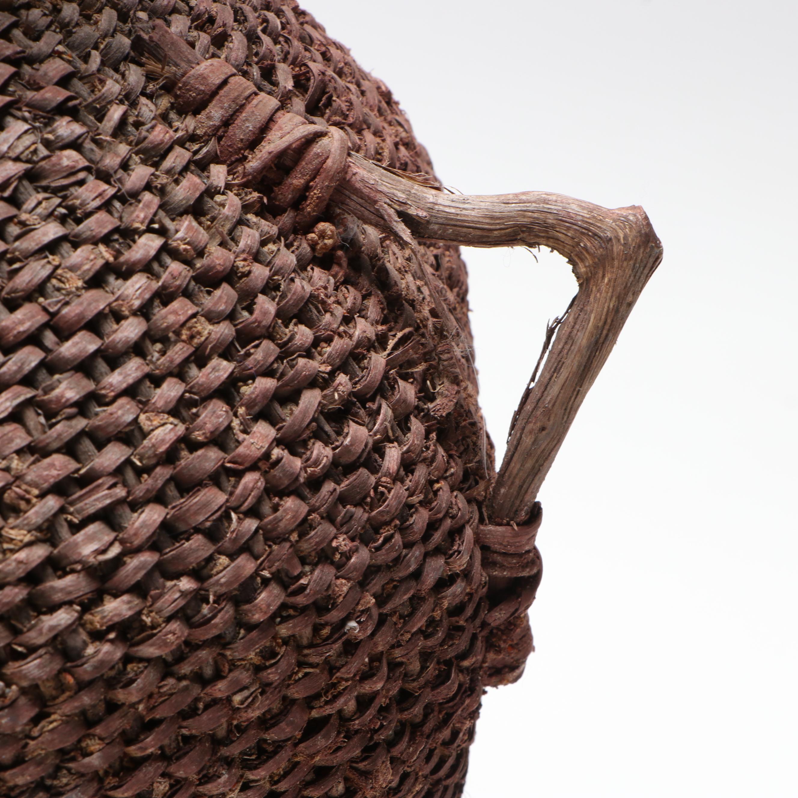 Southwestern Indigenous Hand-Woven "Tus" Twig Handled Water Basket