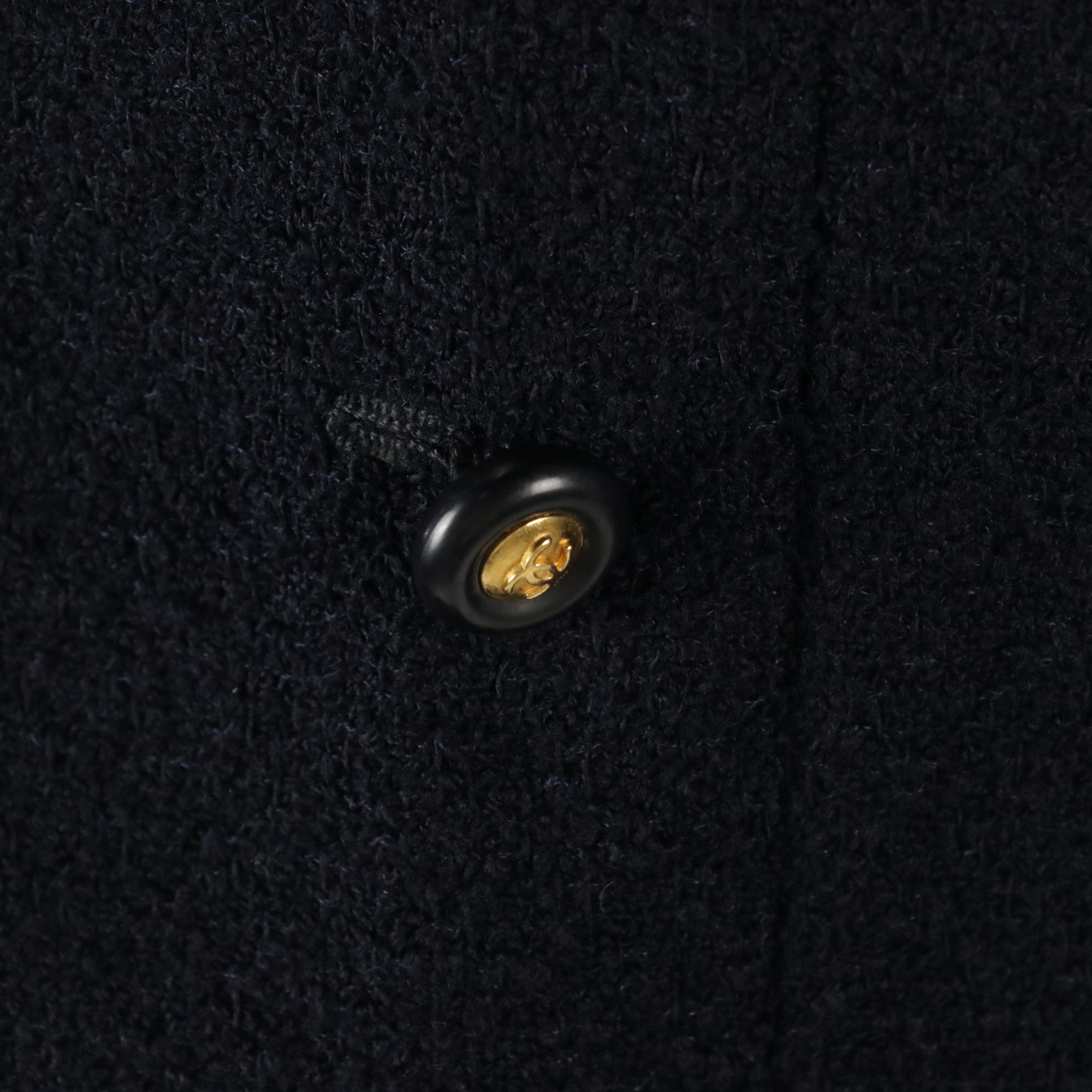 Chanel Boutique Black and Navy Wool Blend Skirt