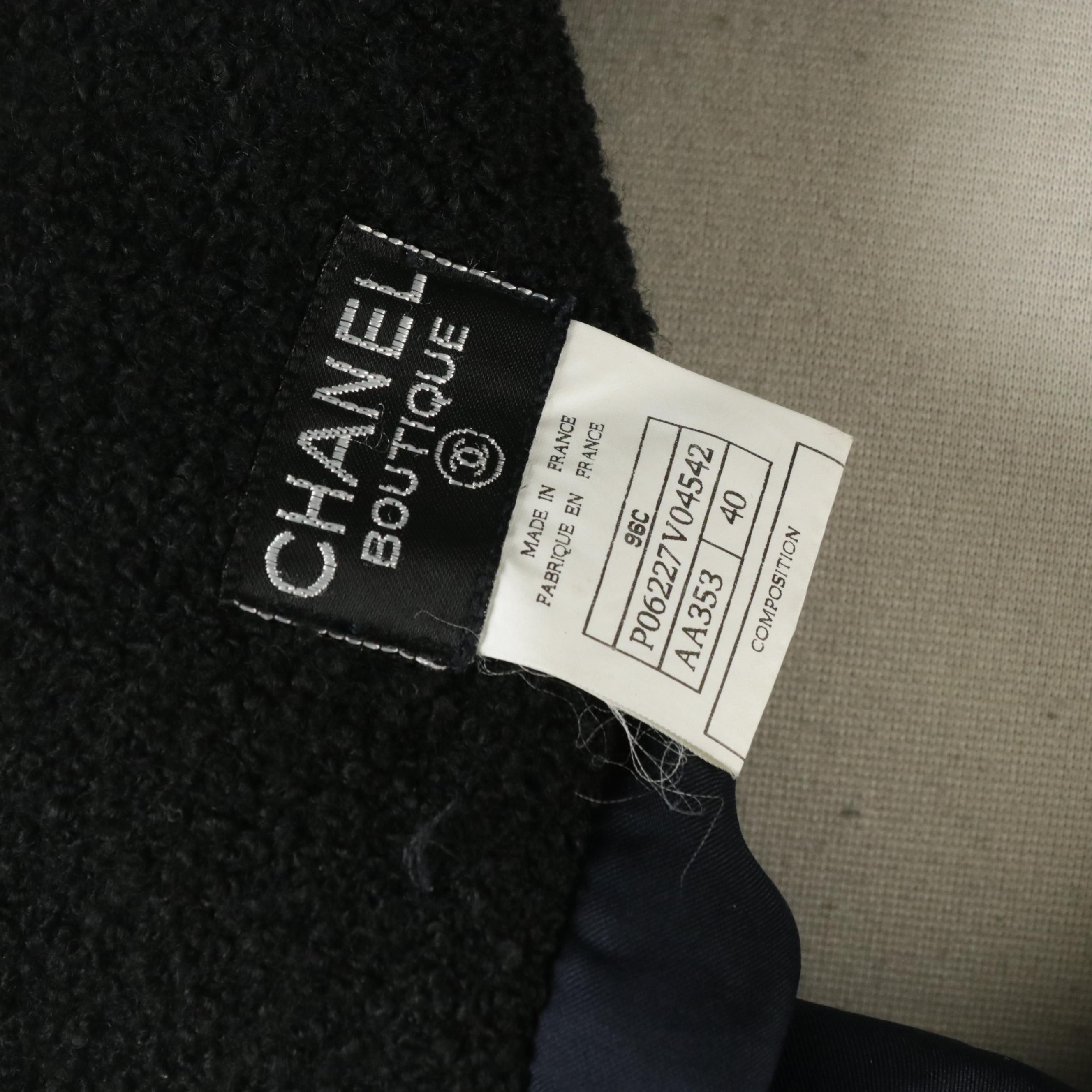 Chanel Boutique Black and Navy Wool Blend Skirt