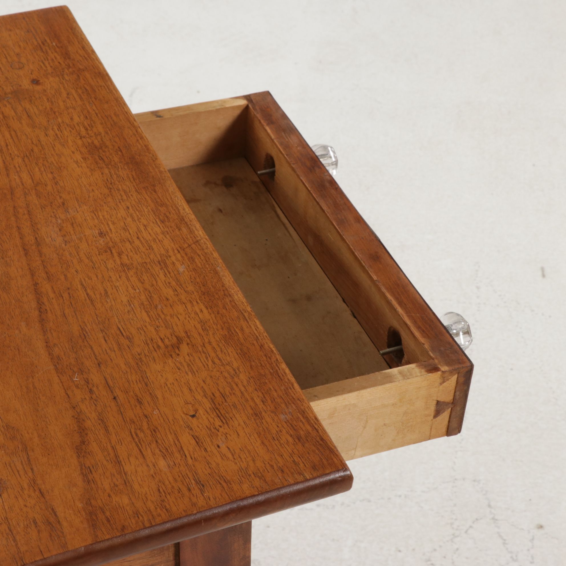 Sheraton Style Walnut and Mahogany  Two Drawer Stand, Early 20th Century